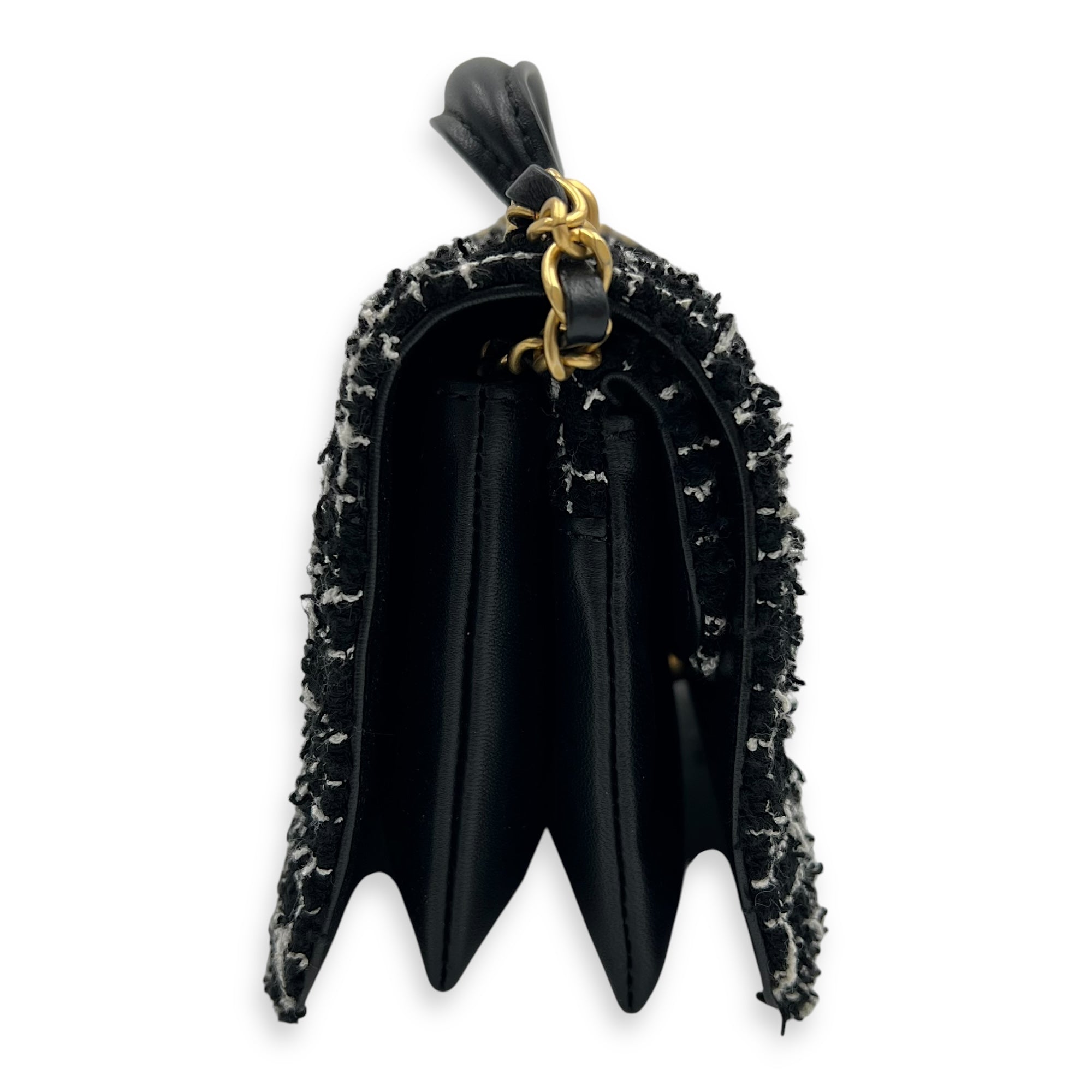 CC Black Top Handle Bag in Tweed, Gold hardware - Image 4