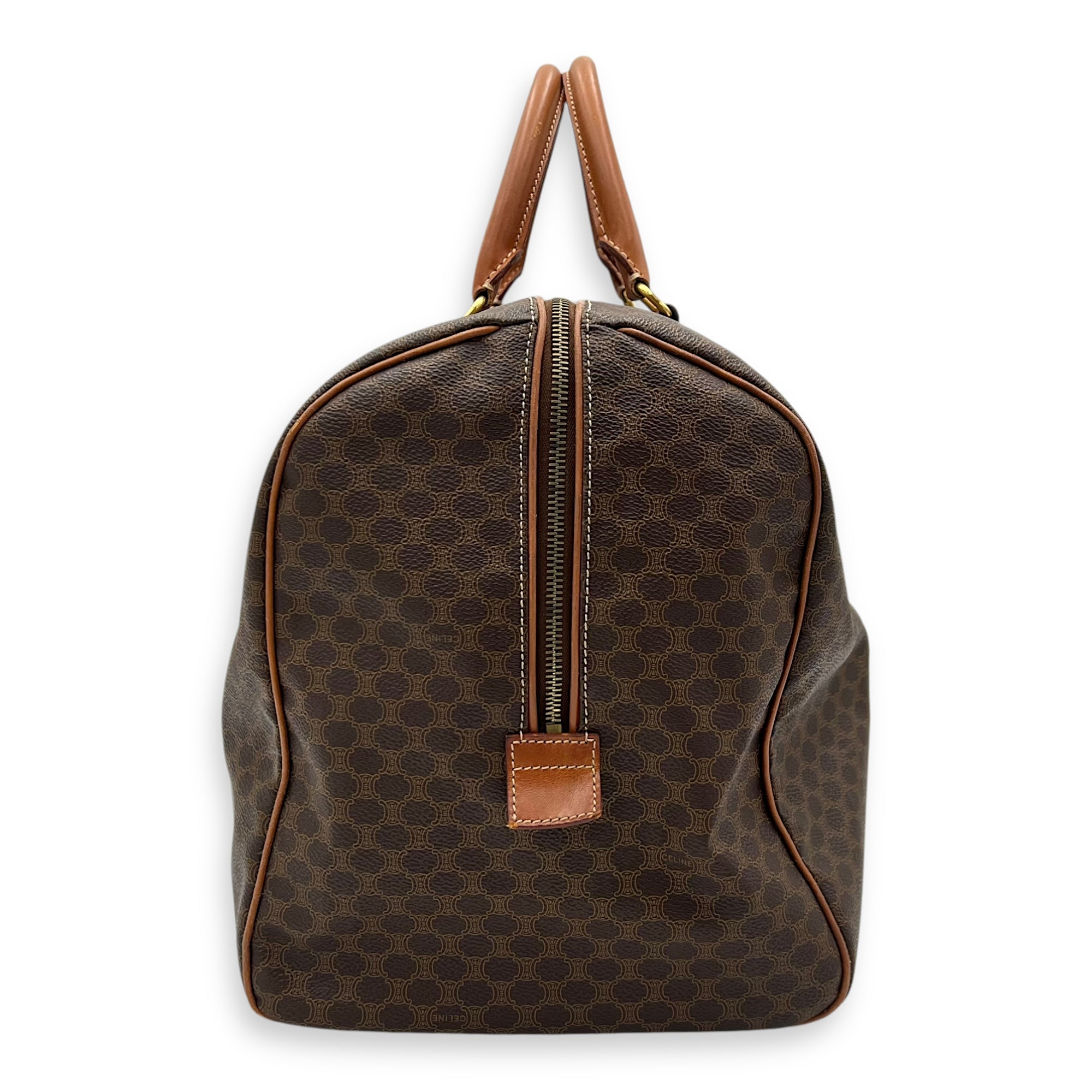 Vintage Macadam Brown Duffle Bag in Coated Canvas, Gold hardware - Image 5