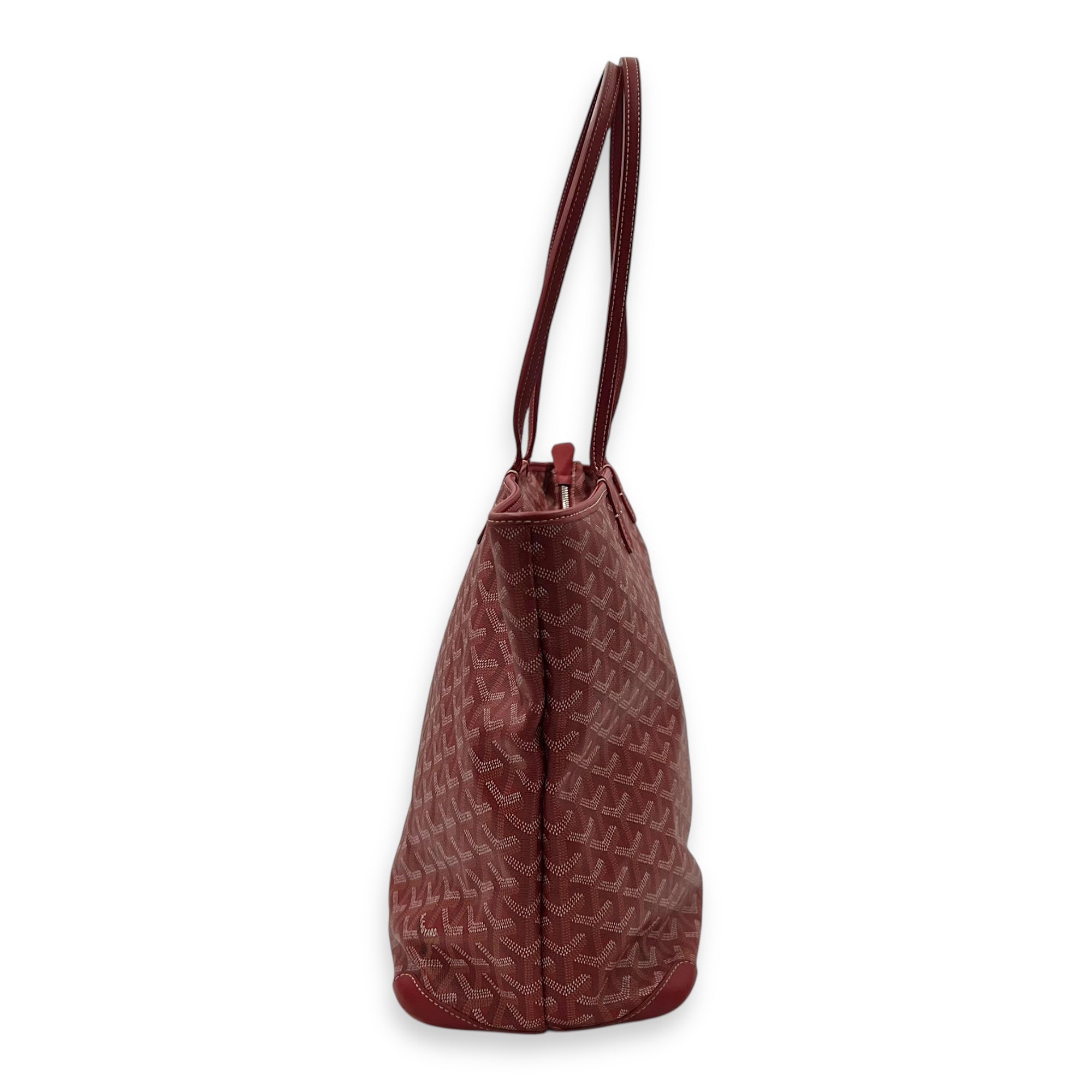 Artois MM Red Tote Bag in Coated Canvas, Silver hardware - Image 5