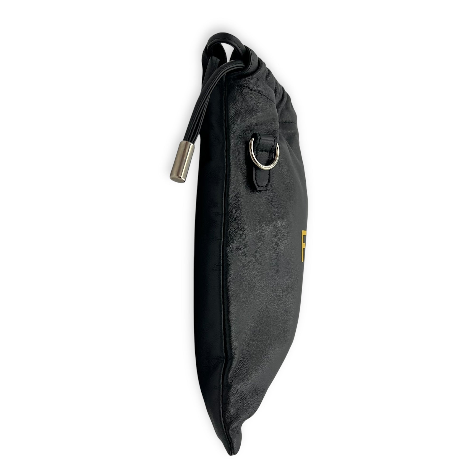 Logo Black Crossbody Bag in Calfskin, Silver hardware - Image 5