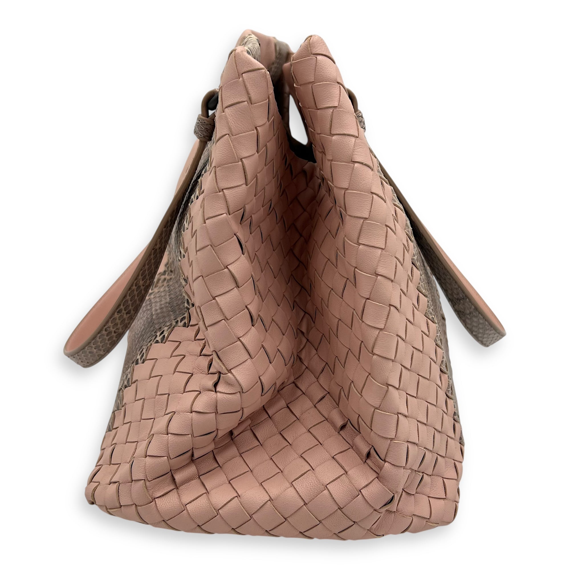 Intrecciato Top Handle Bag Pink in Lambskin, Gunmetal hardware - Image 5