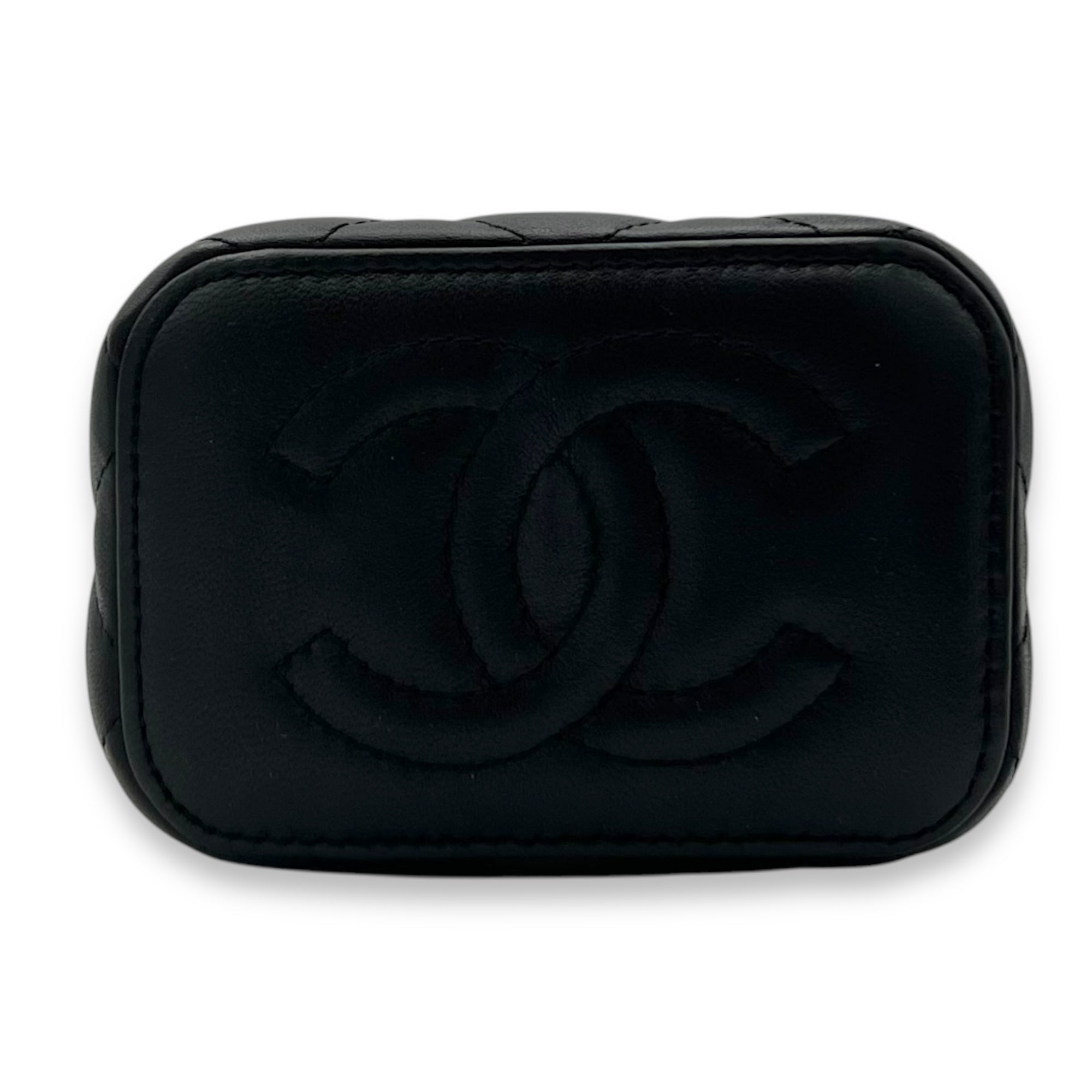 Vanity Mini Black Crossbody Bag in Lambskin, Gold hardware - Image 6