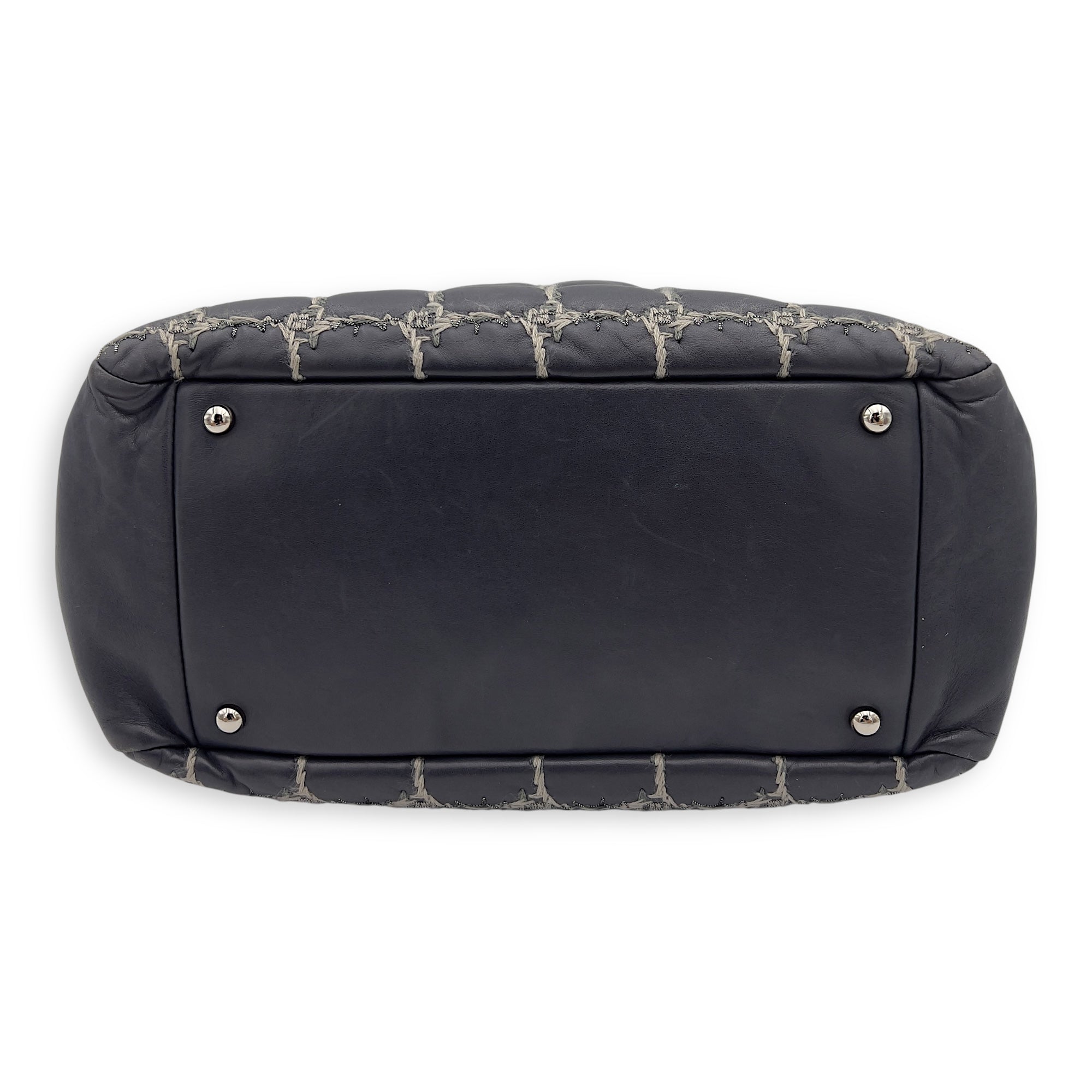 Double Stitch Bubble Grey Shoulder Bag in Tweed and Lambskin, Silver hardware - Image 4