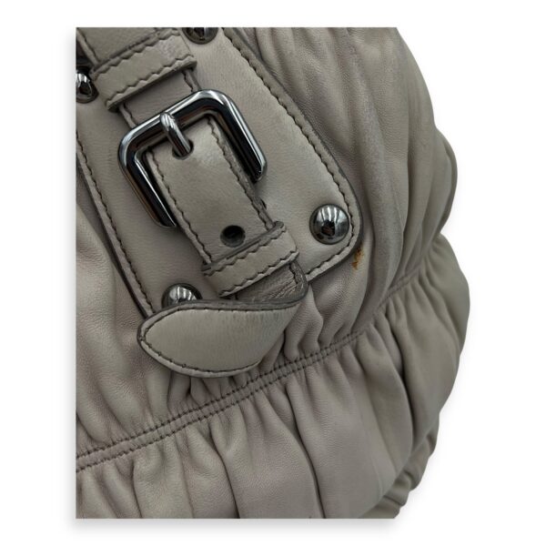 Gaufre White Top Handle Bag in Lambskin, Silver hardware - Image 17