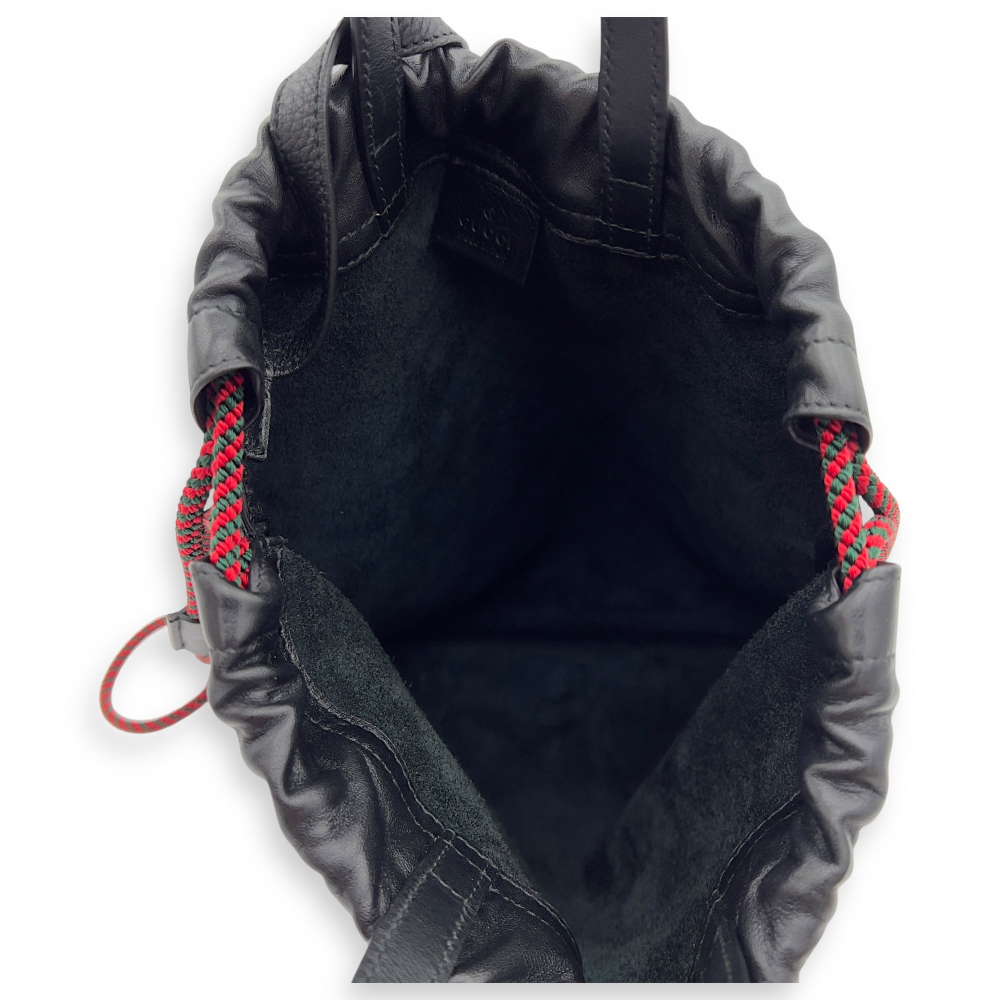 Logo Black Drawstring Backpack in Calfskin - Image 7