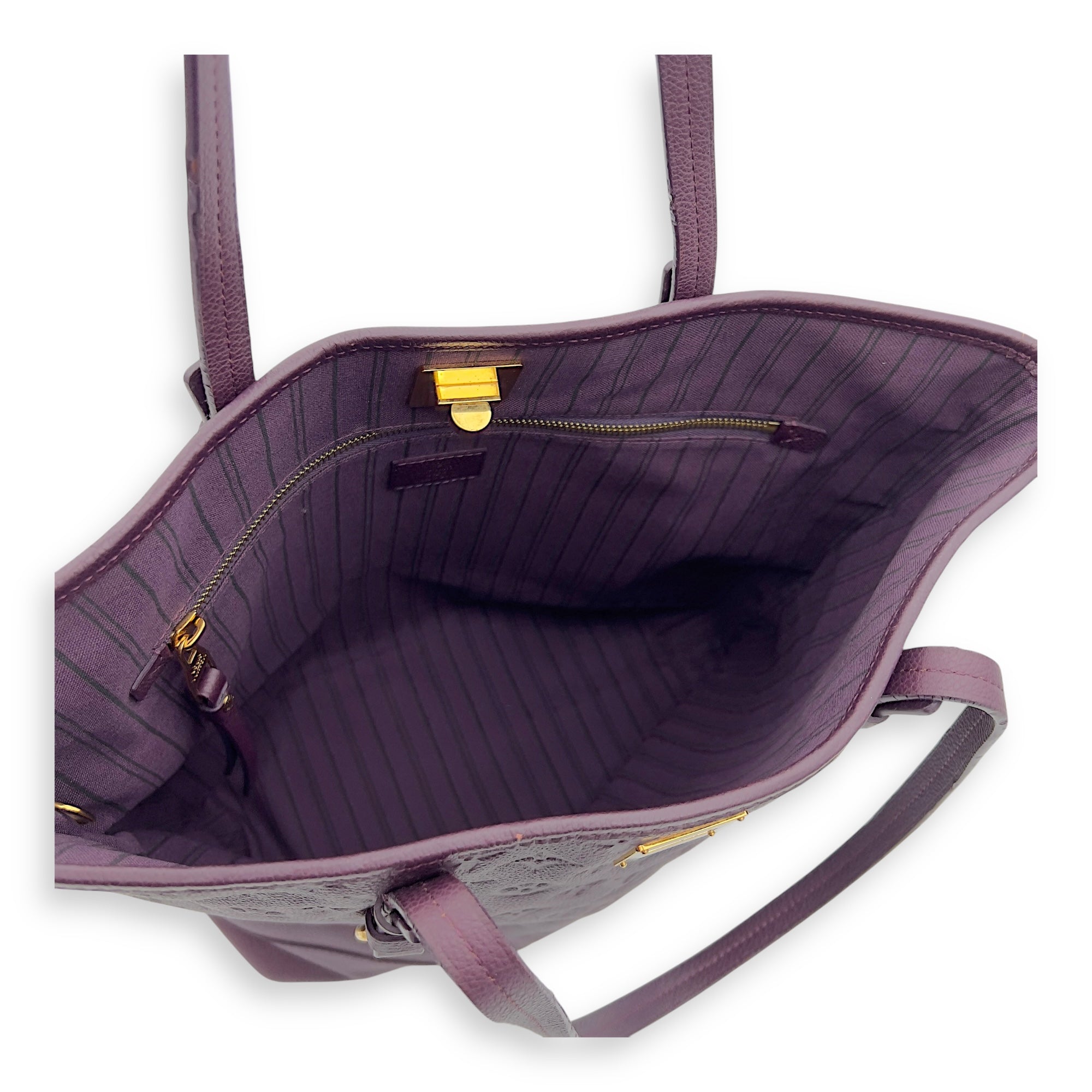 Citadine Tote Bag PM Purple in Empreinte Leather, Gold hardware - Image 9