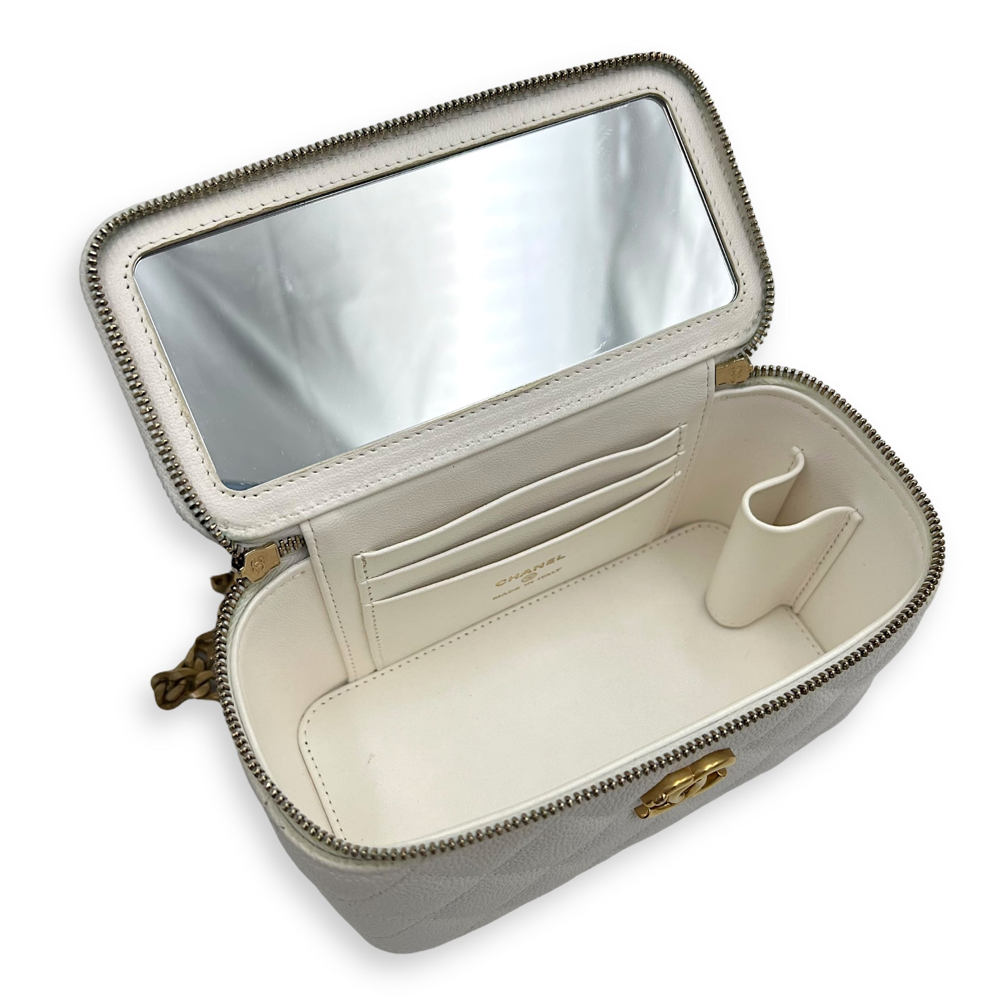 Pearl Crush White Vanity Bag in Caviar Leather, Gold hardware - Image 5