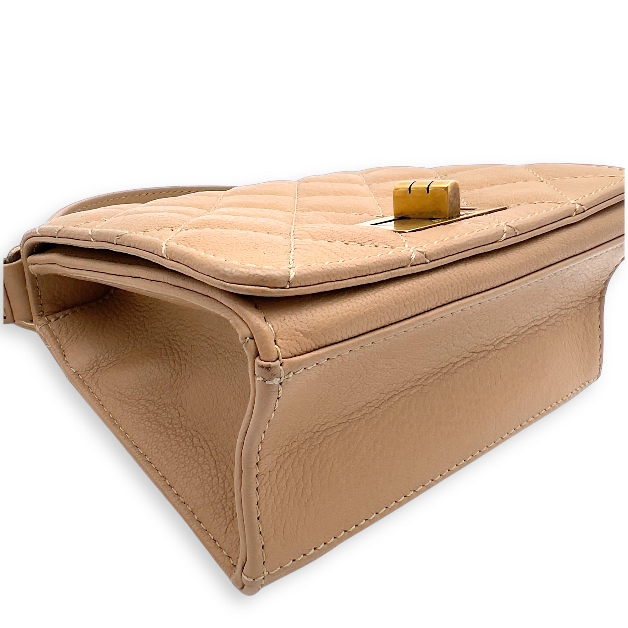 Rita Top Handle Bag Brown in Calfskin, Gold hardware - Image 8