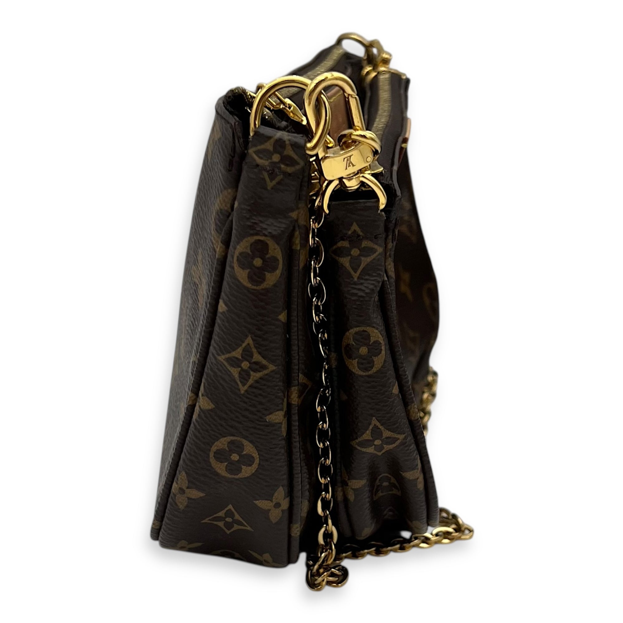 Multi-Pochette Accessoires Crossbody Bag Brown in Monogram Coated Canvas, Gold hardware - Image 4