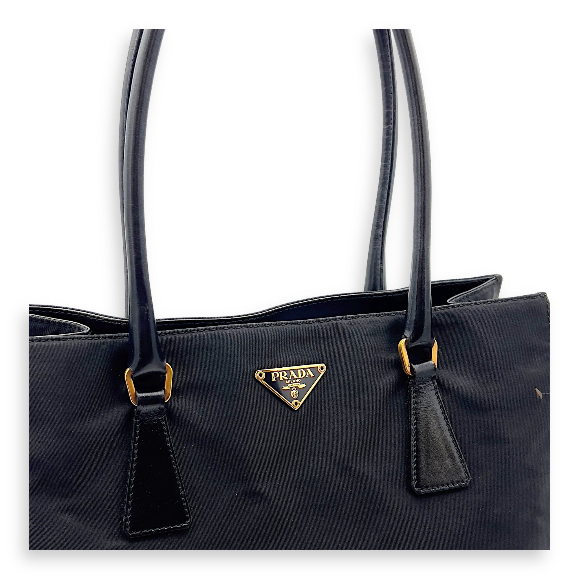 Logo Tote Bag Black in Nylon, Gold hardware - Image 8