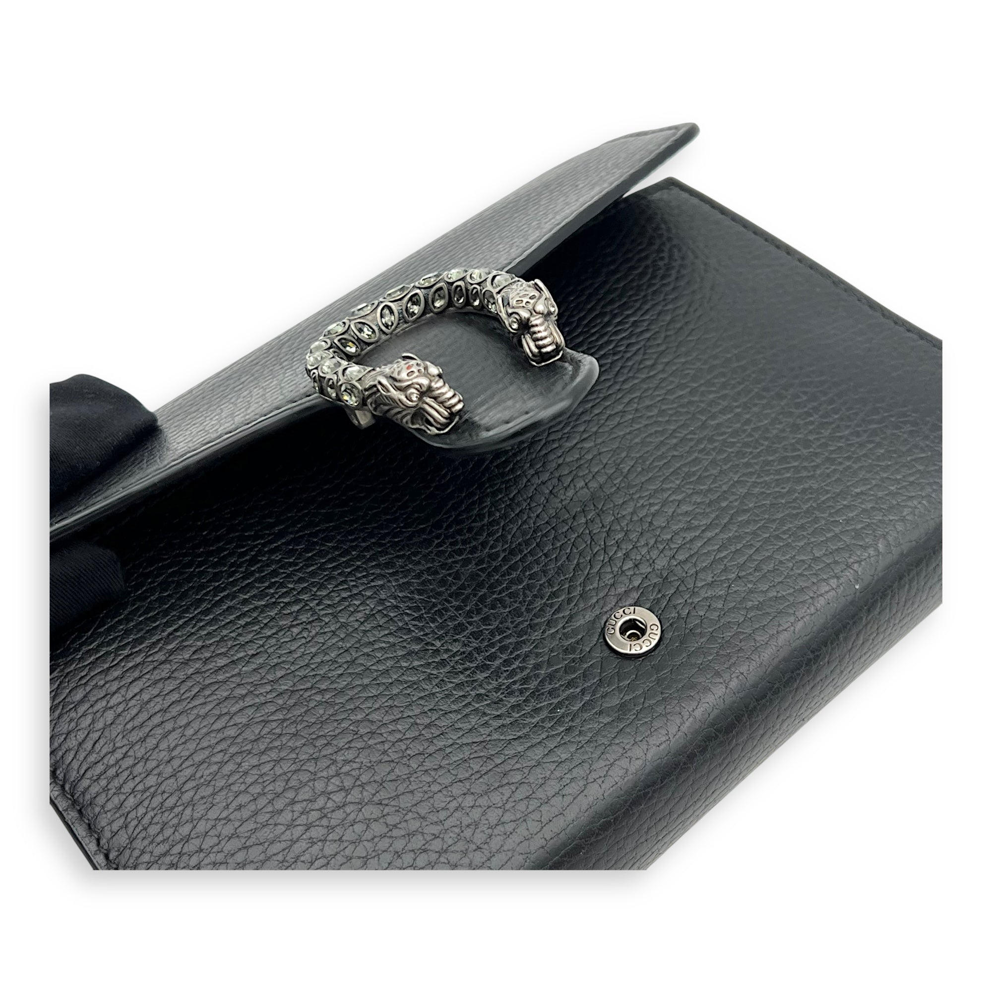 Dionysus Wallet On Chain Black in Calfskin, Silver hardware - Image 8