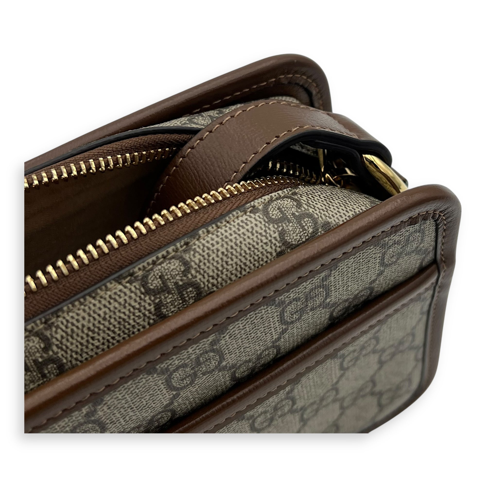 GG Supreme Crossbody Bag Brown in Coated Canvas, Gold hardware - Image 8