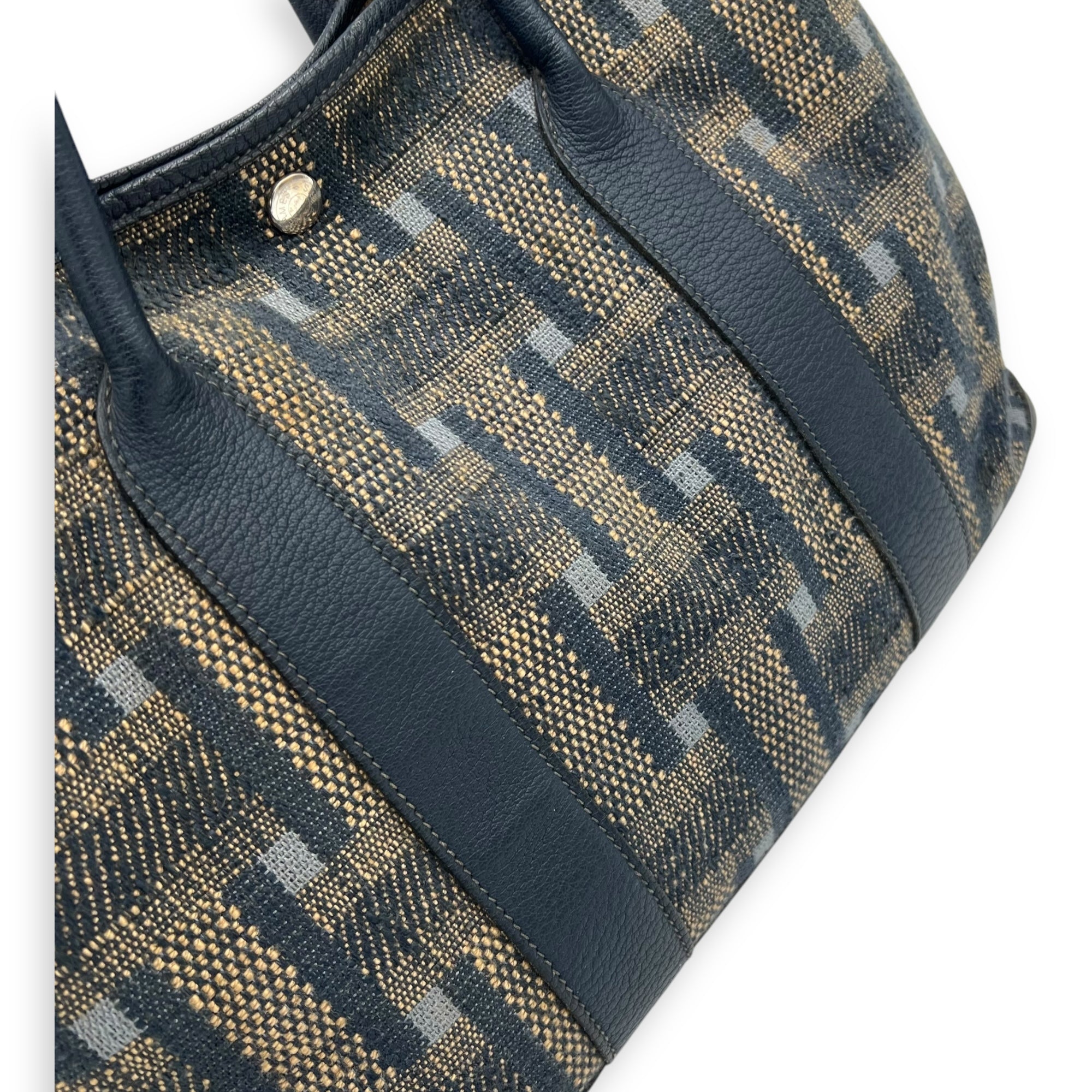 Garden Party 36 Blue Tote Bag in Tweed, Silver hardware - Image 9