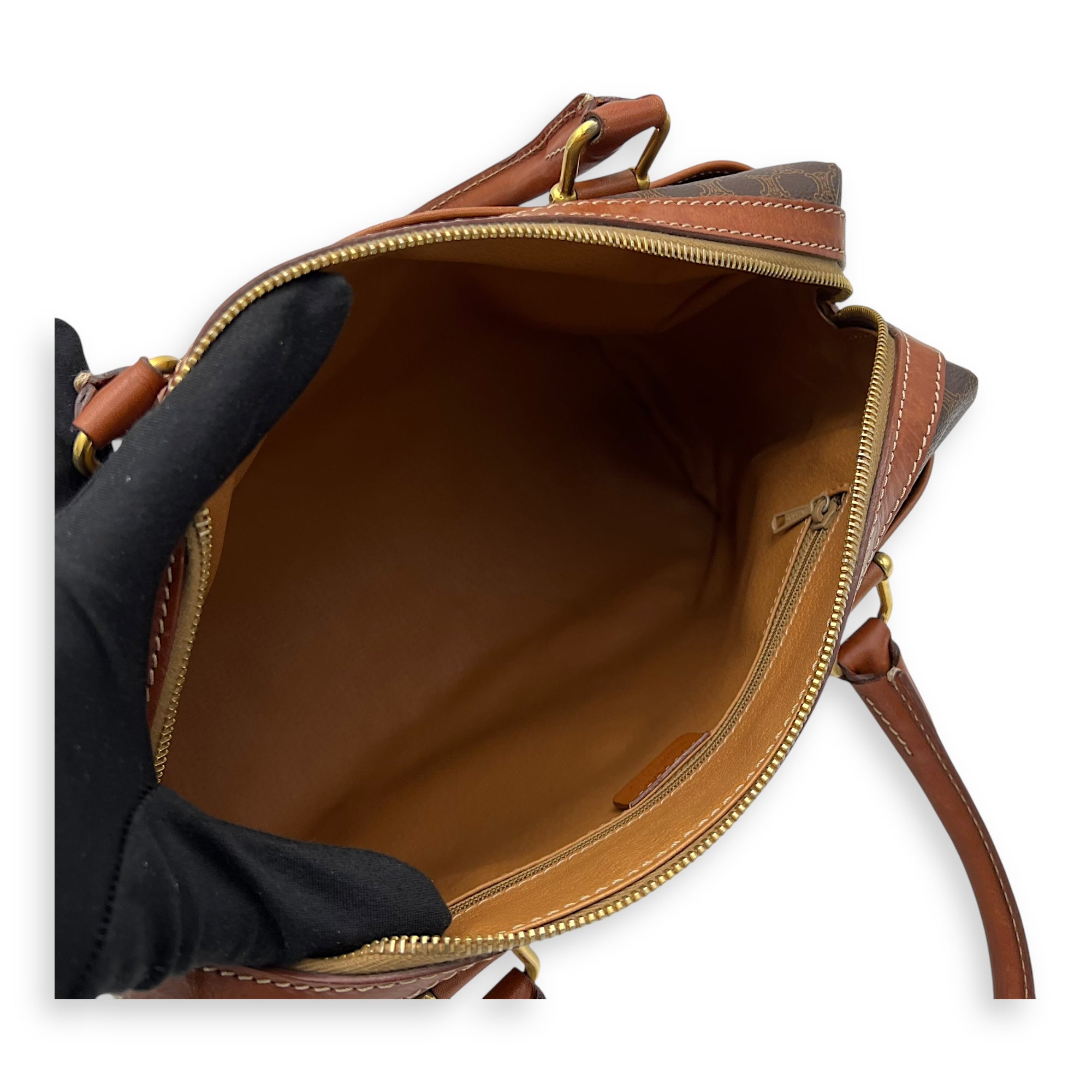 Macadam Top Handle Bag Brown in Coated Canvas, Gold hardware - Image 9