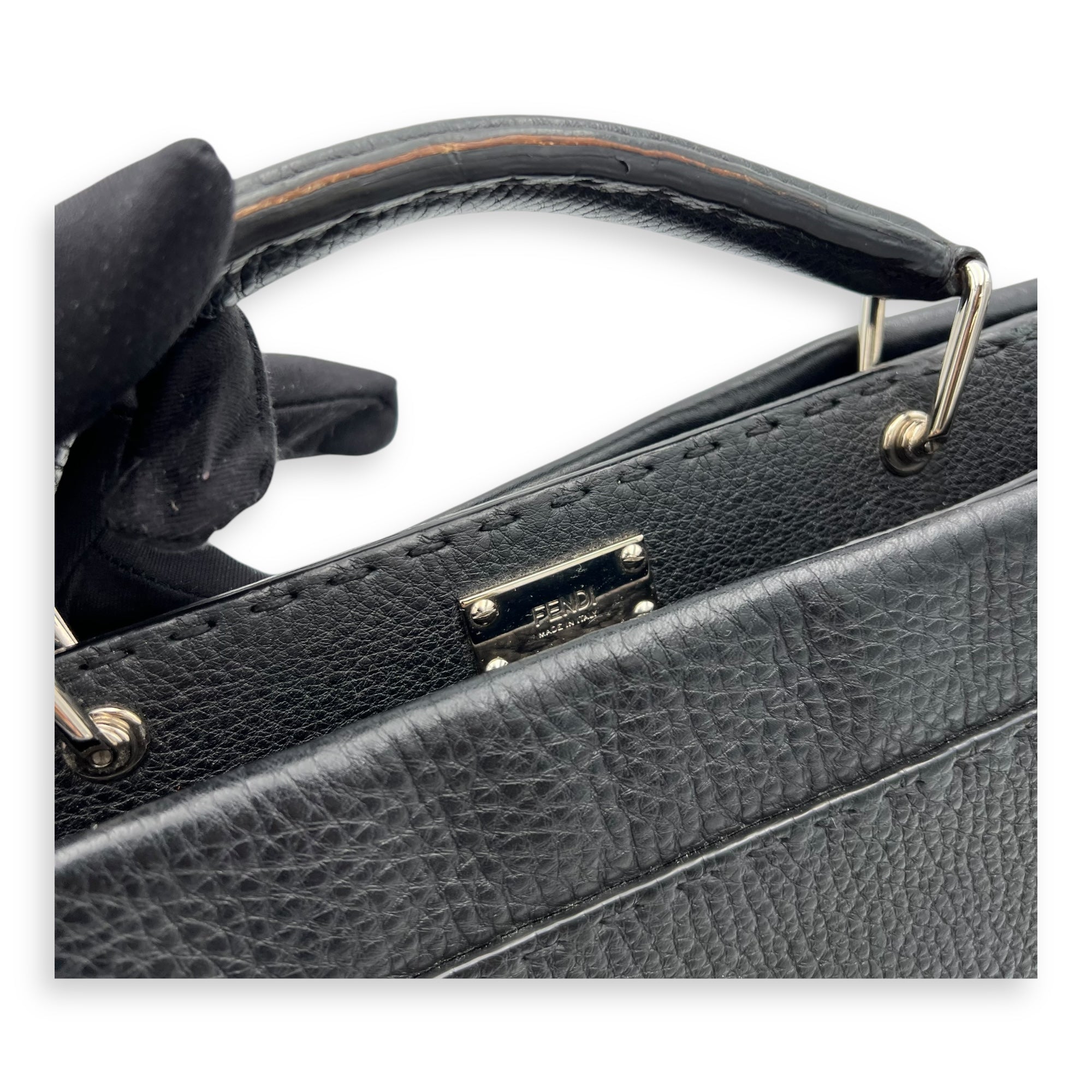 Peekaboo Top Handle Bag Black in Calfskin, Silver hardware - Image 9