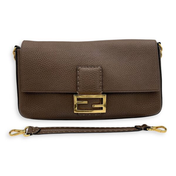 Baguette Top Handle Bag Brown in Calfskin, Silver hardware - Image 9