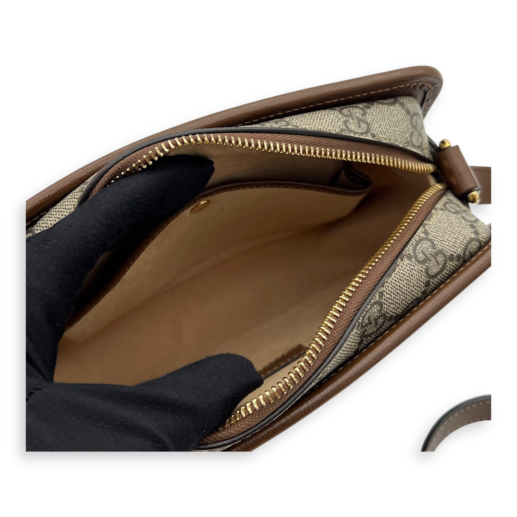 GG Supreme Crossbody Bag Brown in Coated Canvas, Gold hardware - Image 9