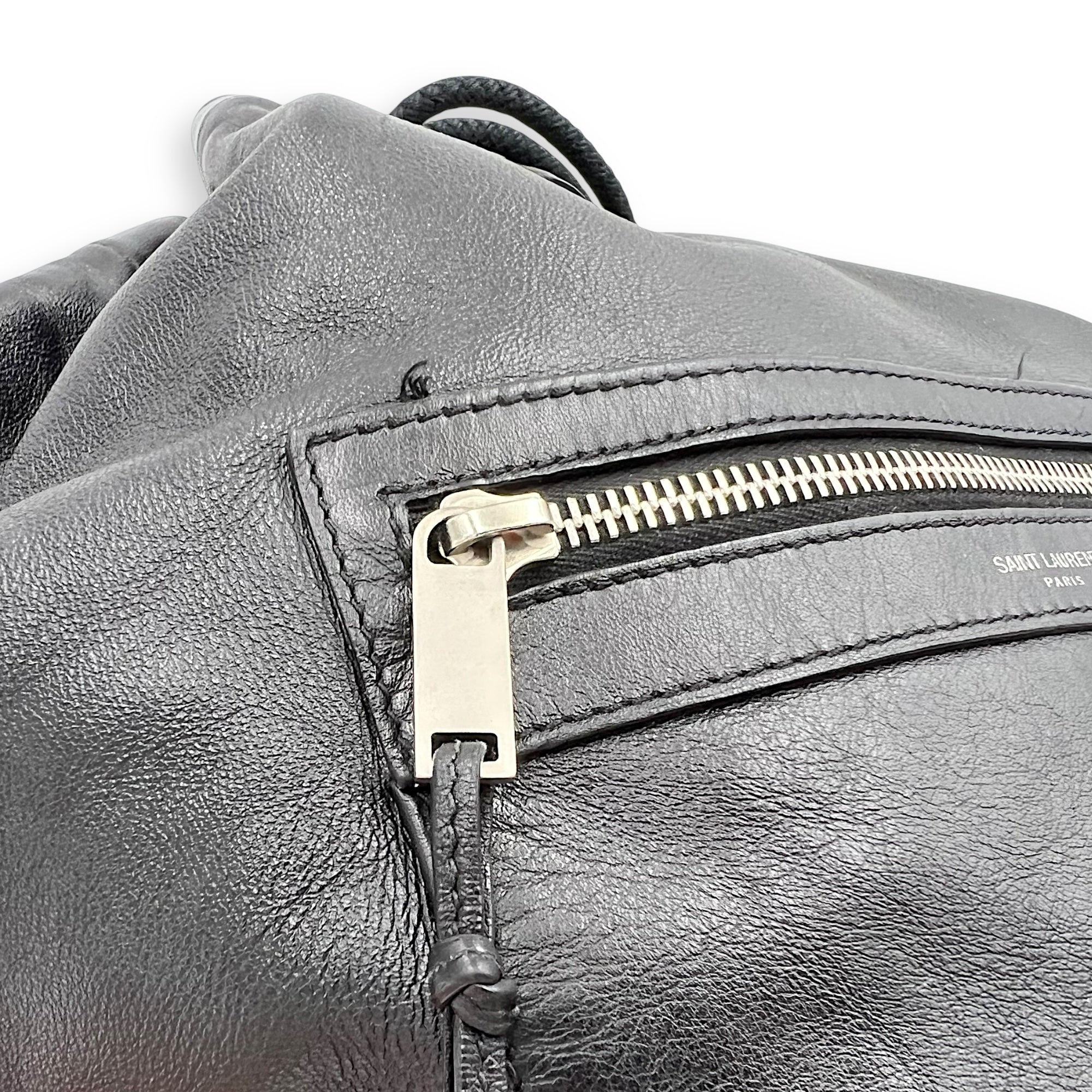 Logo Backpack Black in Calfskin, Silver hardware - Image 9