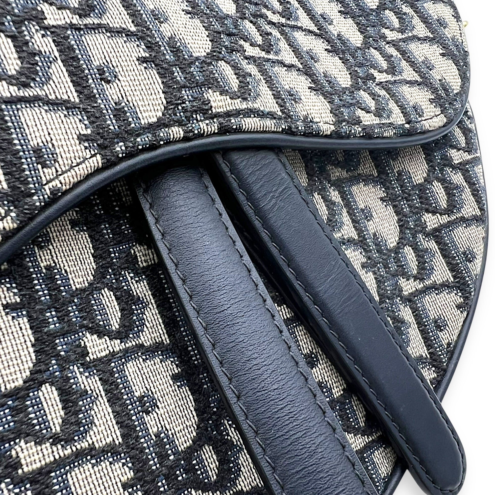 Saddle Shoulder Bag Medium Blue in Jacquard, Gold hardware - Image 11