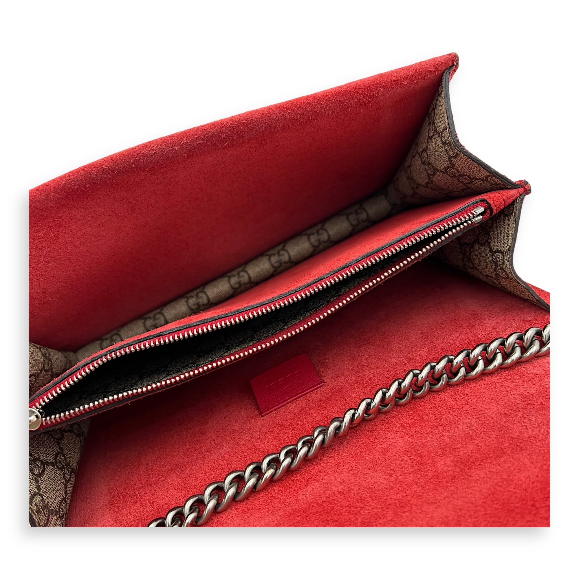 Dionysus Small Brown Shoulder Bag in Coated Canvas, Ruthenium hardware - Image 9