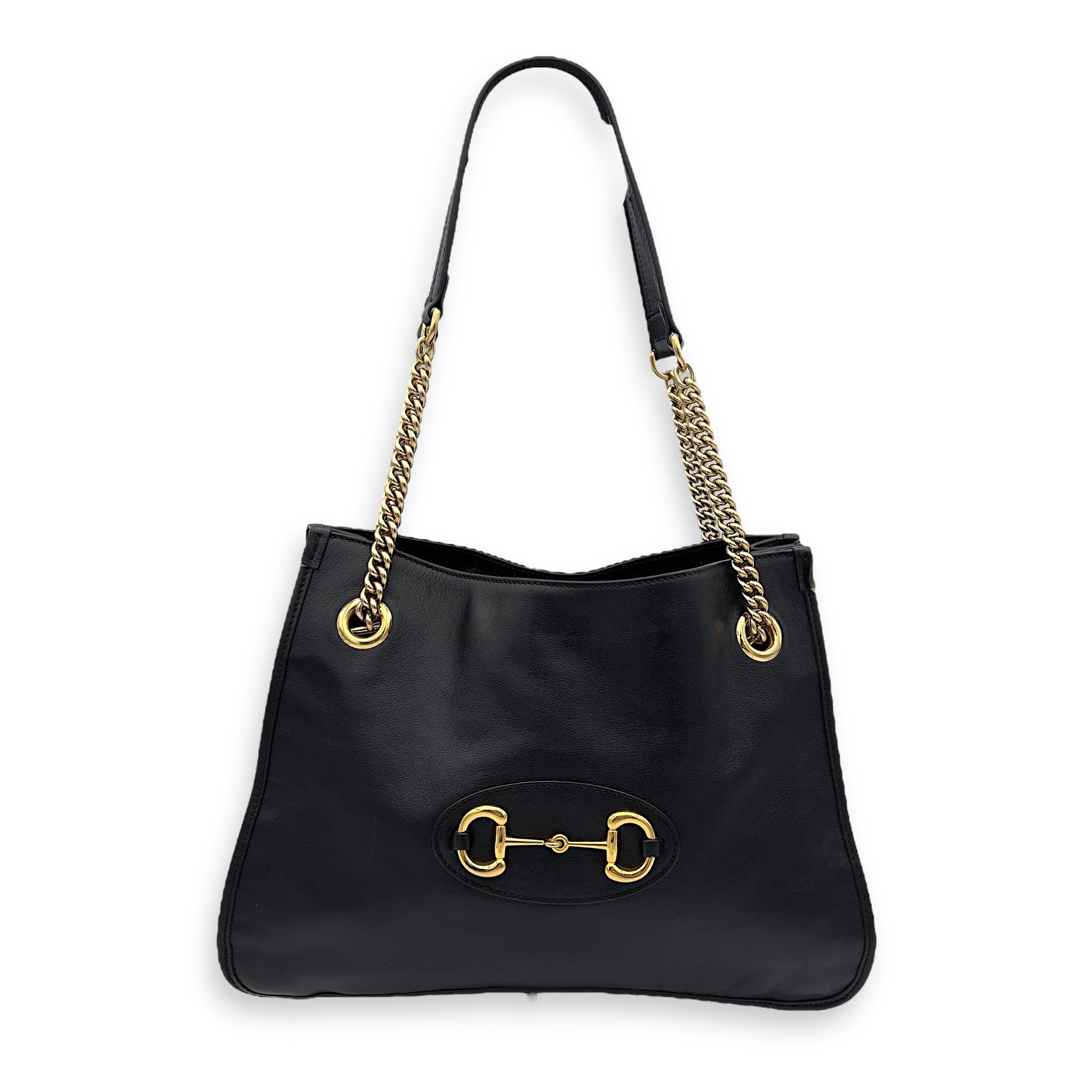 Horsebit 1955 Tote Bag Black in Calfskin, Gold hardware - Image 9