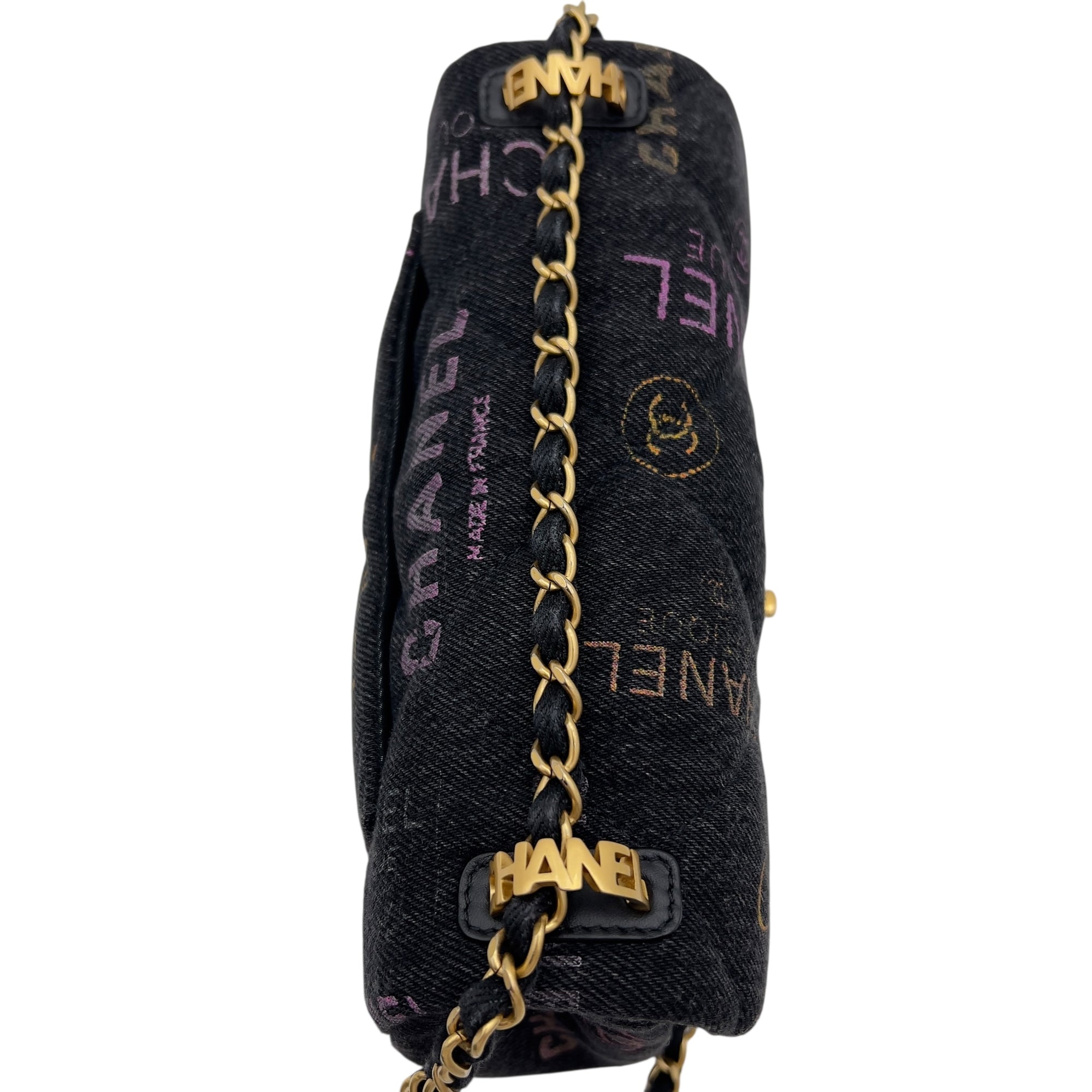 Mood Multi-colour Shoulder Bag in Denim, Gold hardware - Image 12