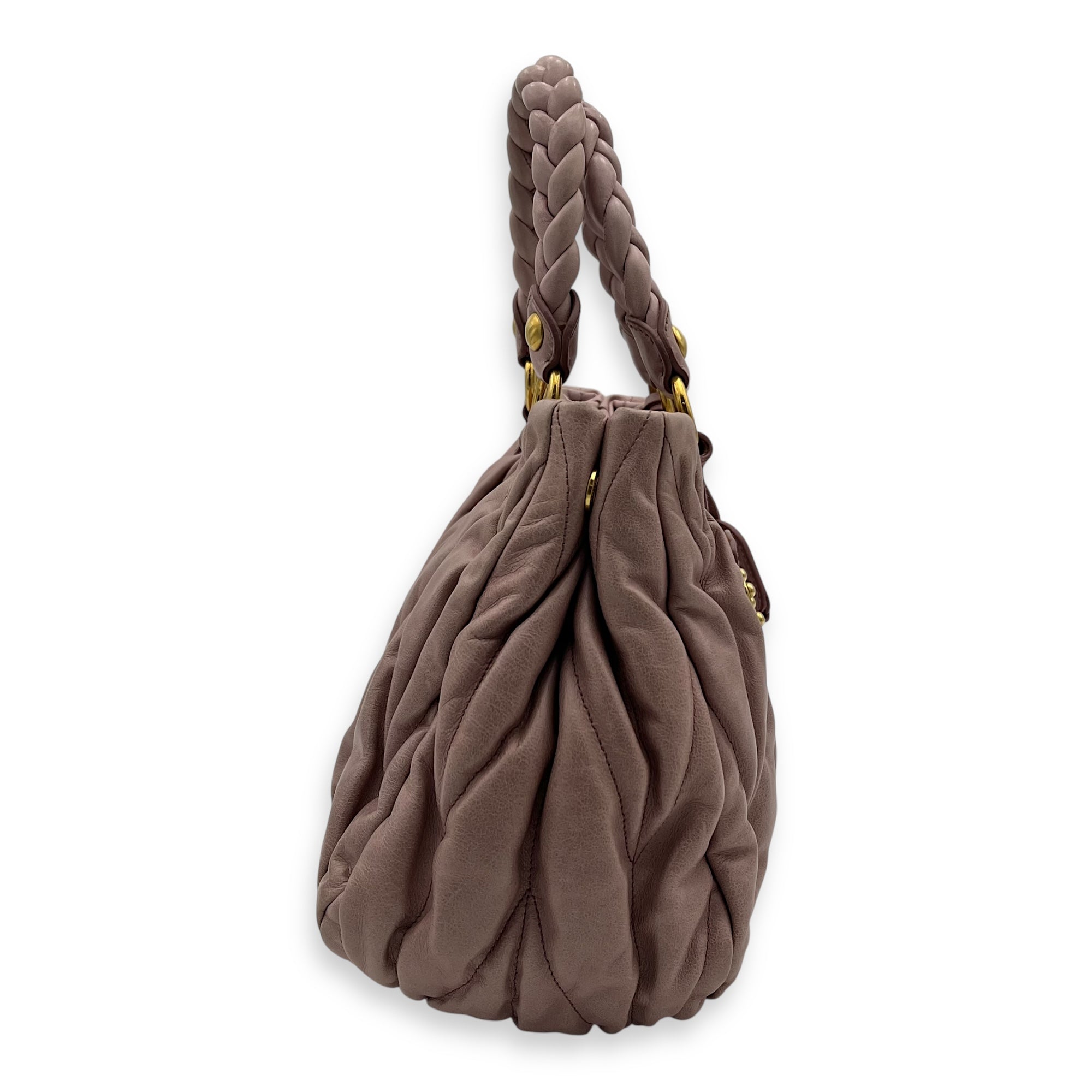 Gaufre Top Handle Bag Pink in Calfskin, Gold hardware - Image 5