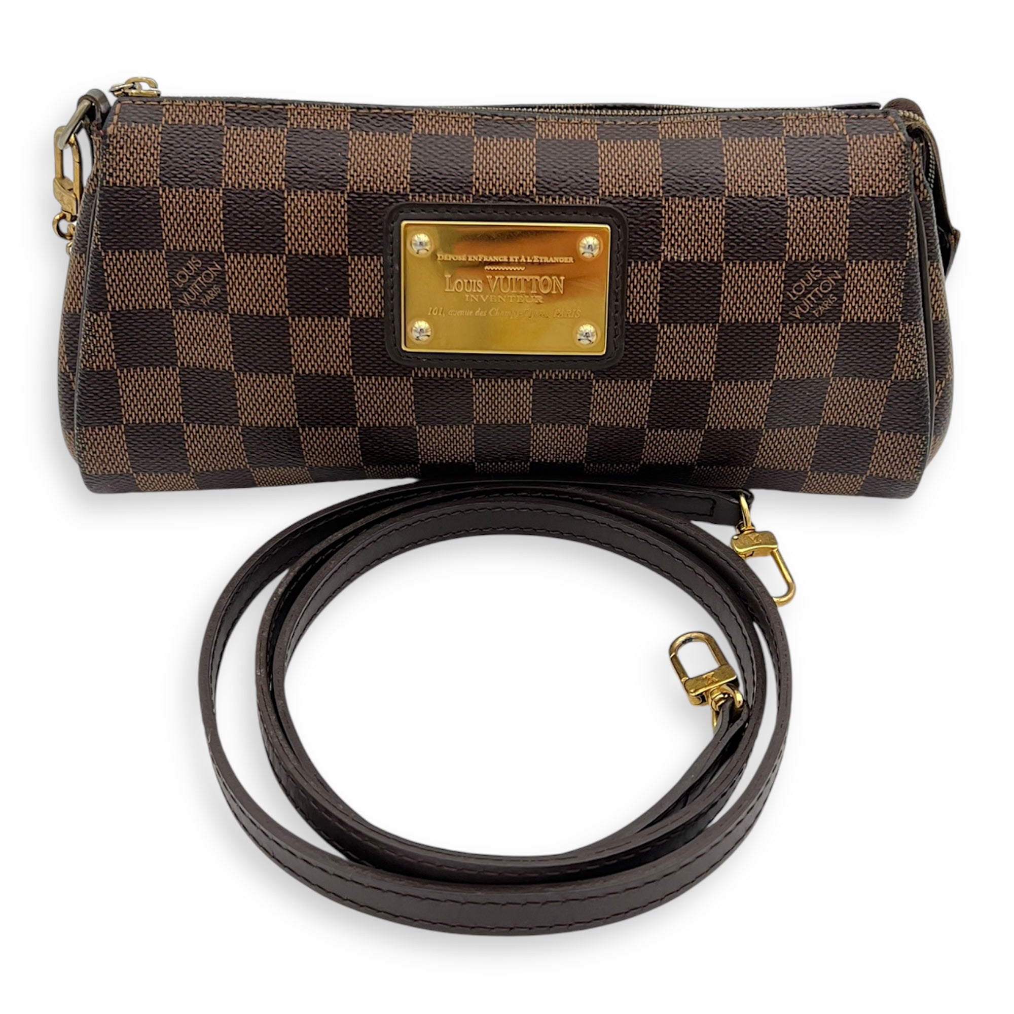 Eva Crossbody Bag Brown in Coated Canvas, Gold hardware - Image 10