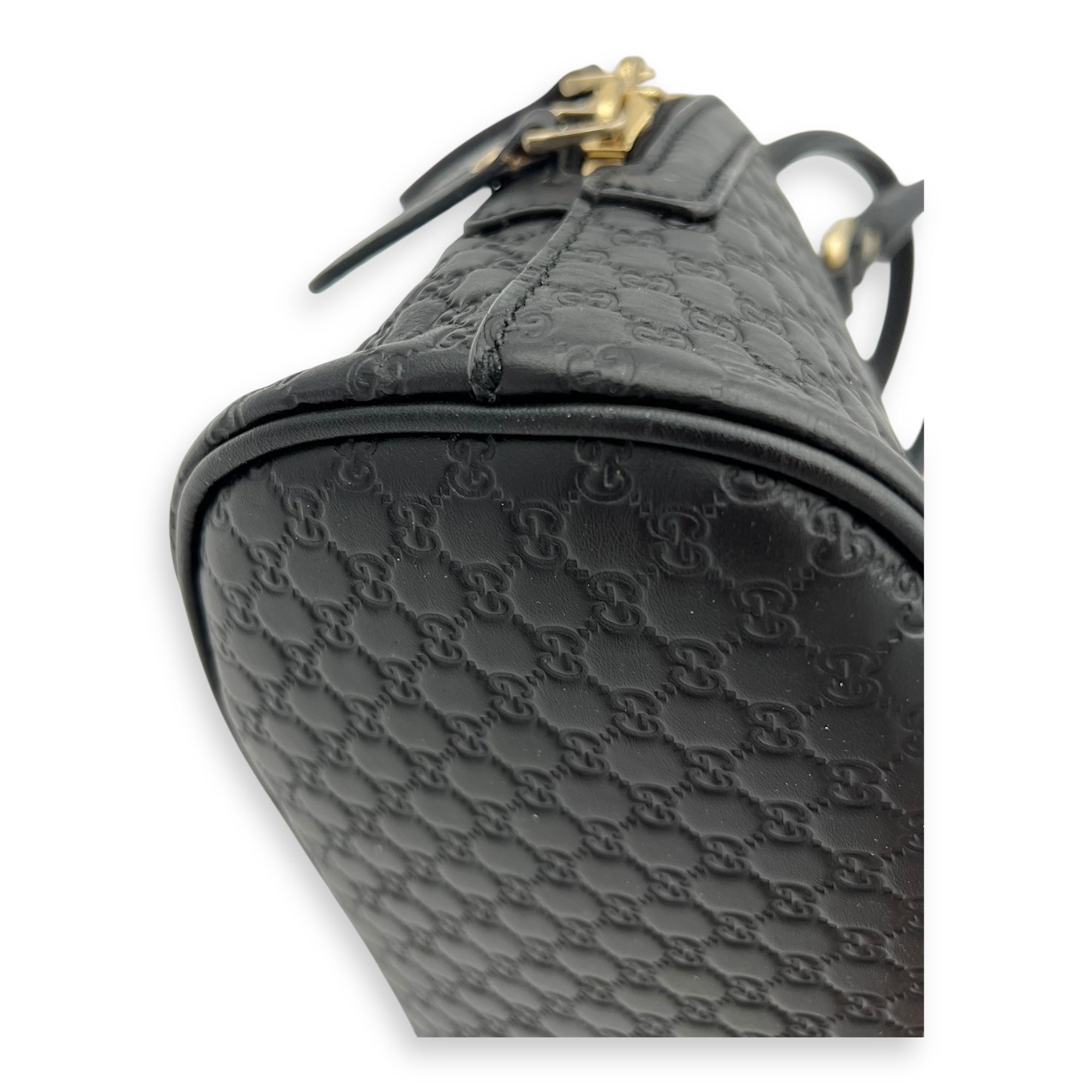 Micro gg Top Handle Bag Small Black in Calfskin, Gold hardware - Image 9