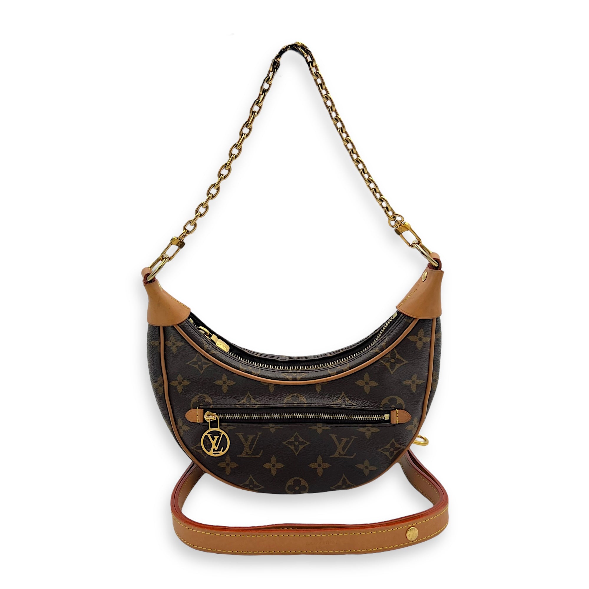 Loop Brown Shoulder Bag in Monogram Coated Canvas, Gold hardware - Image 8