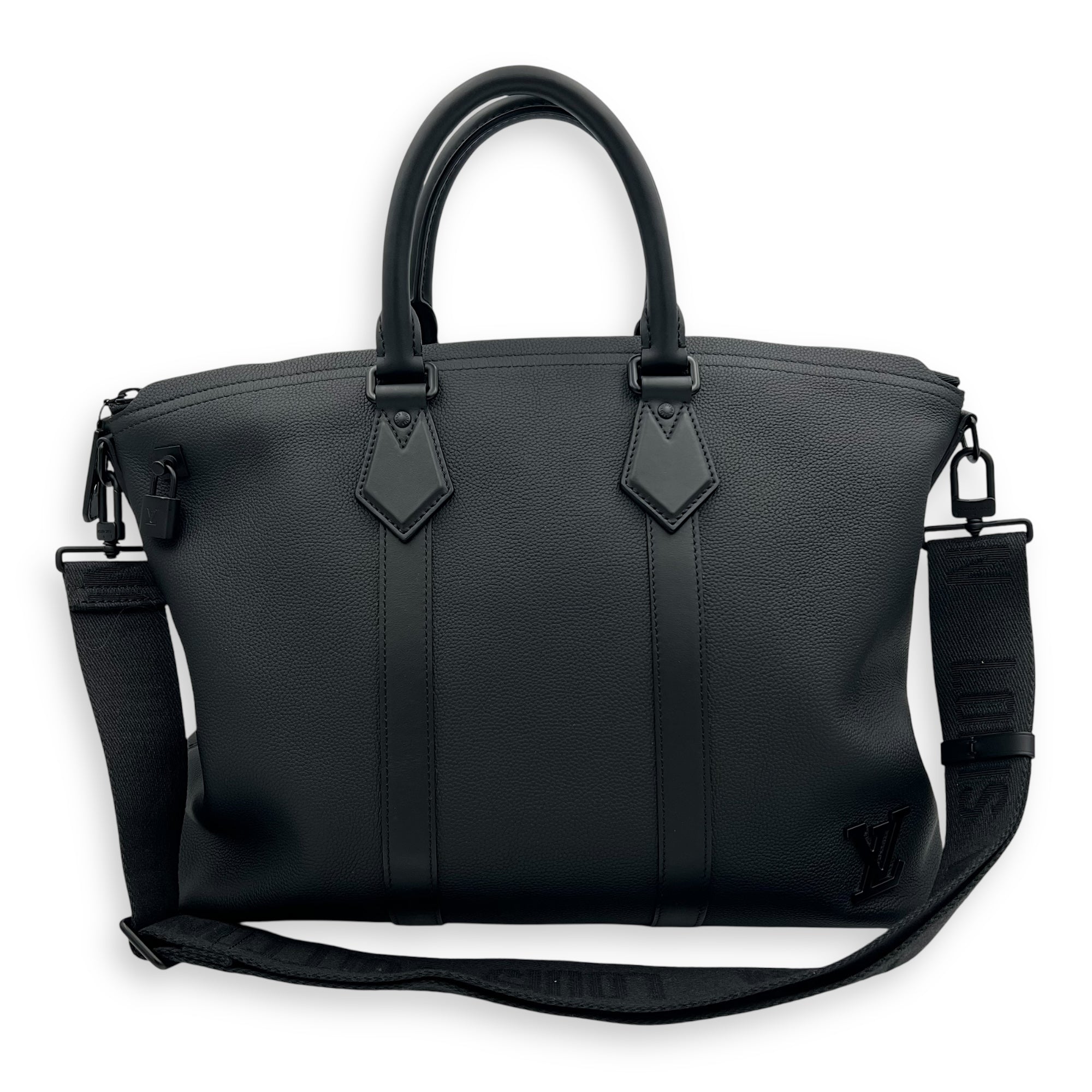 Lock It Black Top Handle Bag in Taurillon Leather, Lacquered Metal hardware - Image 10