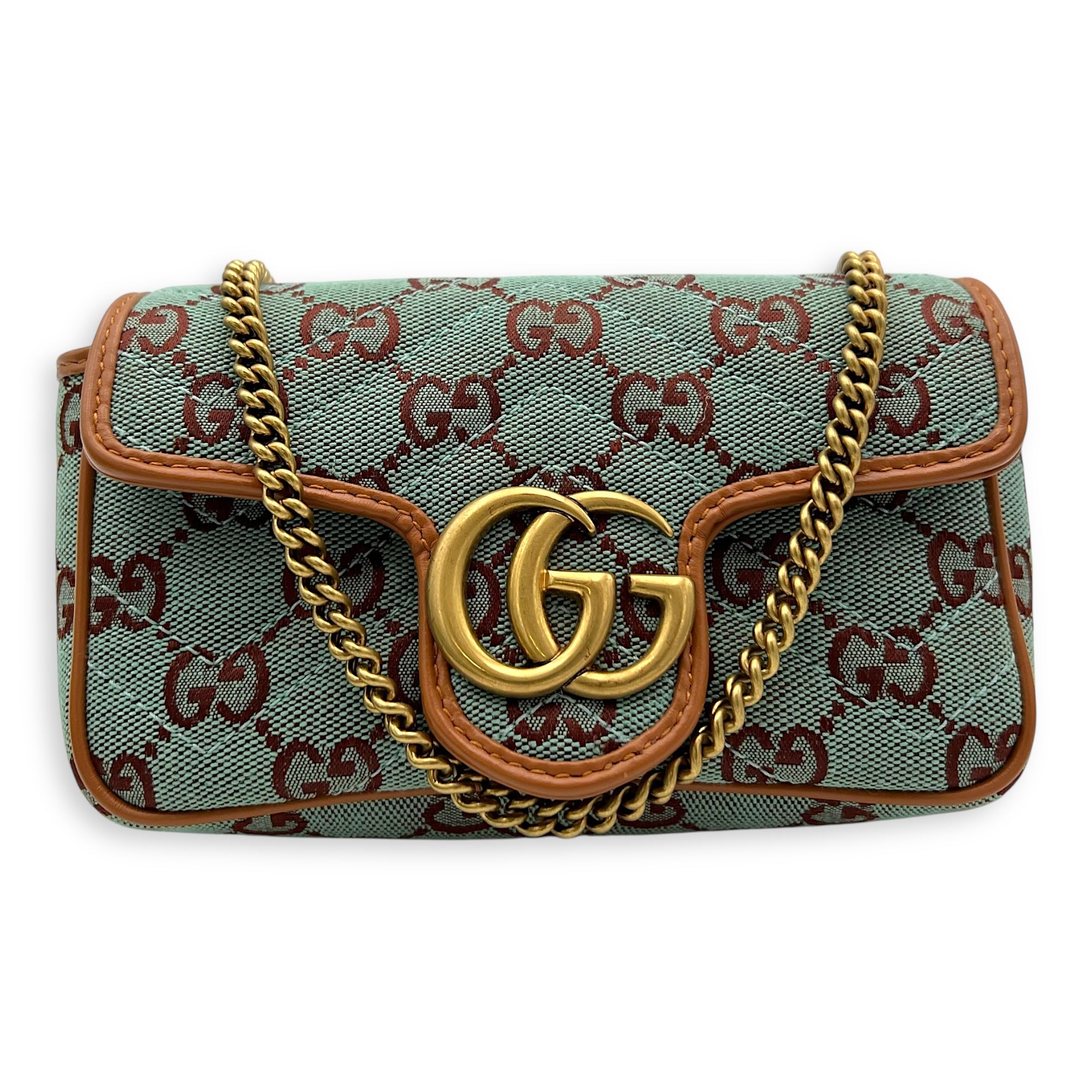 GG Marmont Crossbody Bag Super Mini Blue in Denim, Gold hardware - Image 17