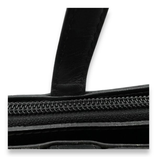 Logo Black Top Handle Bag in Calfskin and Suede, Silver hardware - Image 12