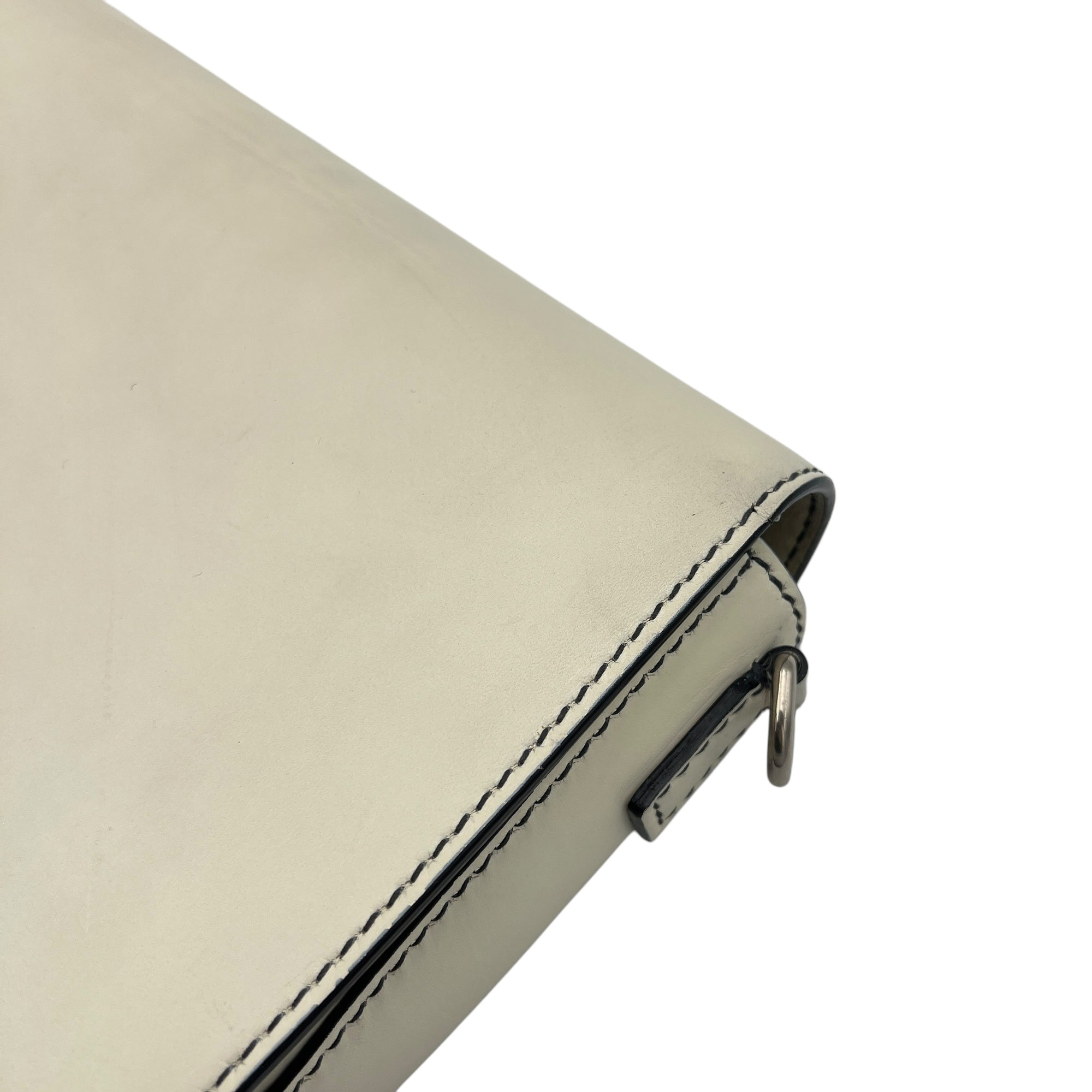 J'adior White Crossbody Bag in Calfskin, Silver hardware - Image 16