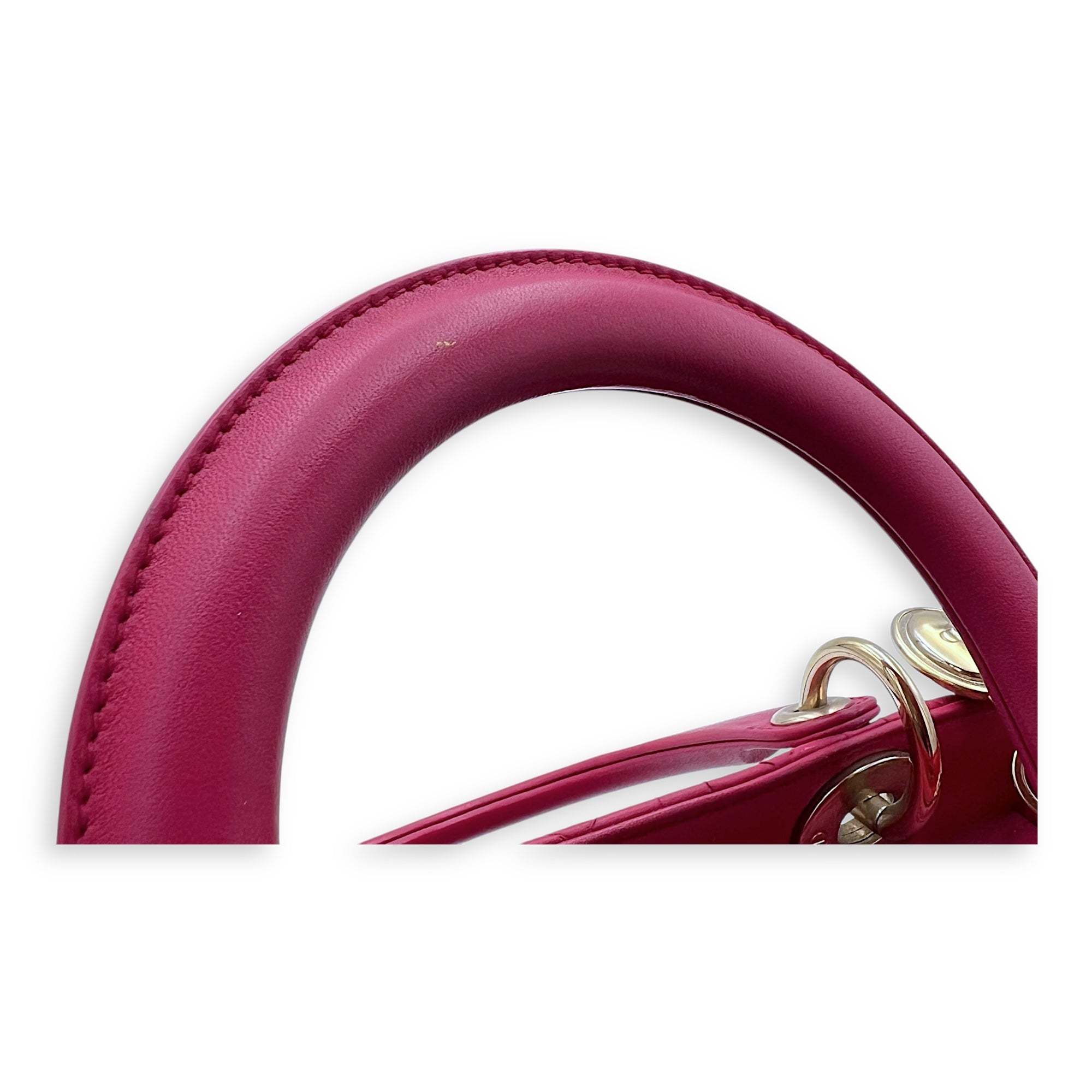 Lady Dior Medium Pink Top Handle Bag in Lambskin, Gold hardware - Image 12