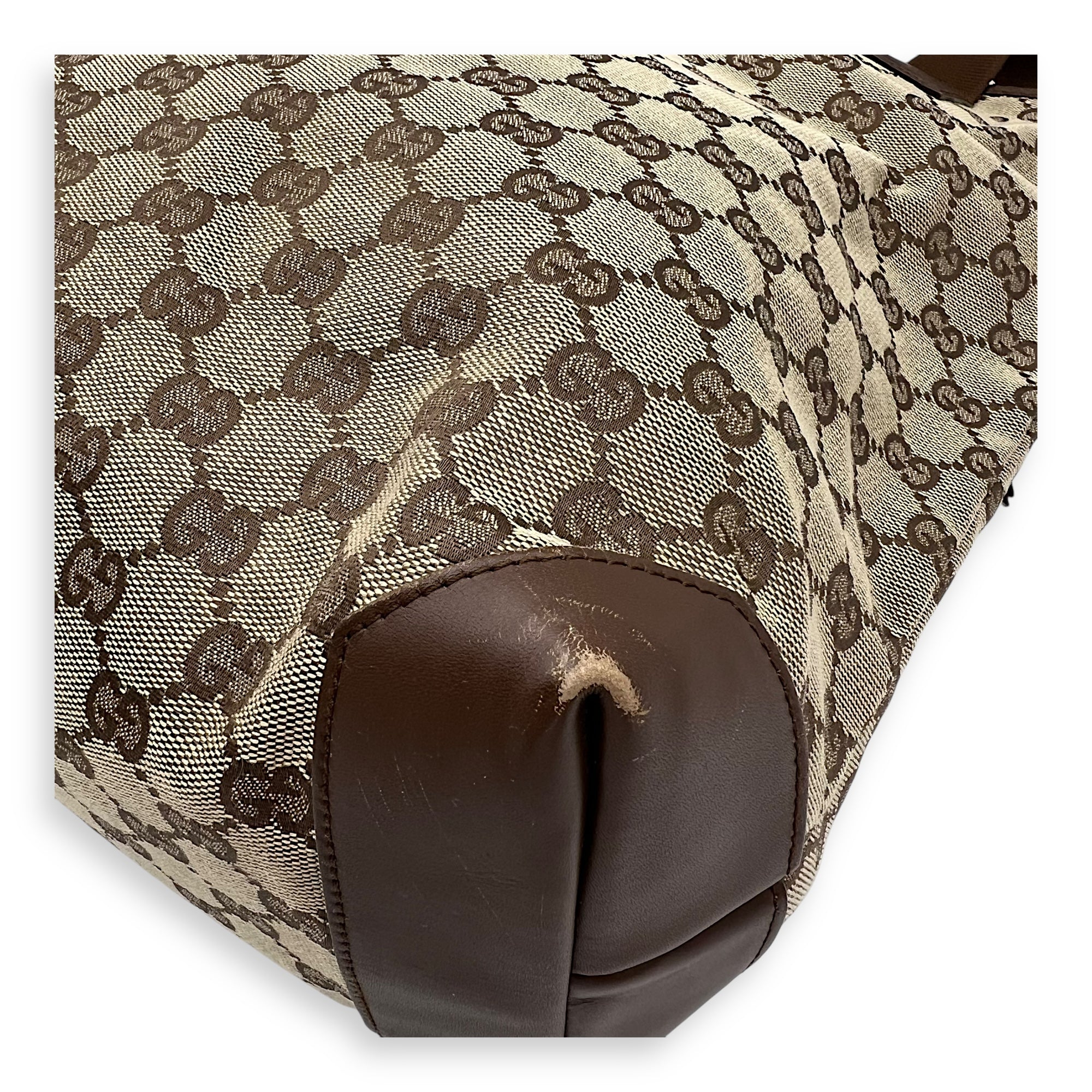 Vintage Tote Bag Brown in Coated Canvas, Silver hardware - Image 13