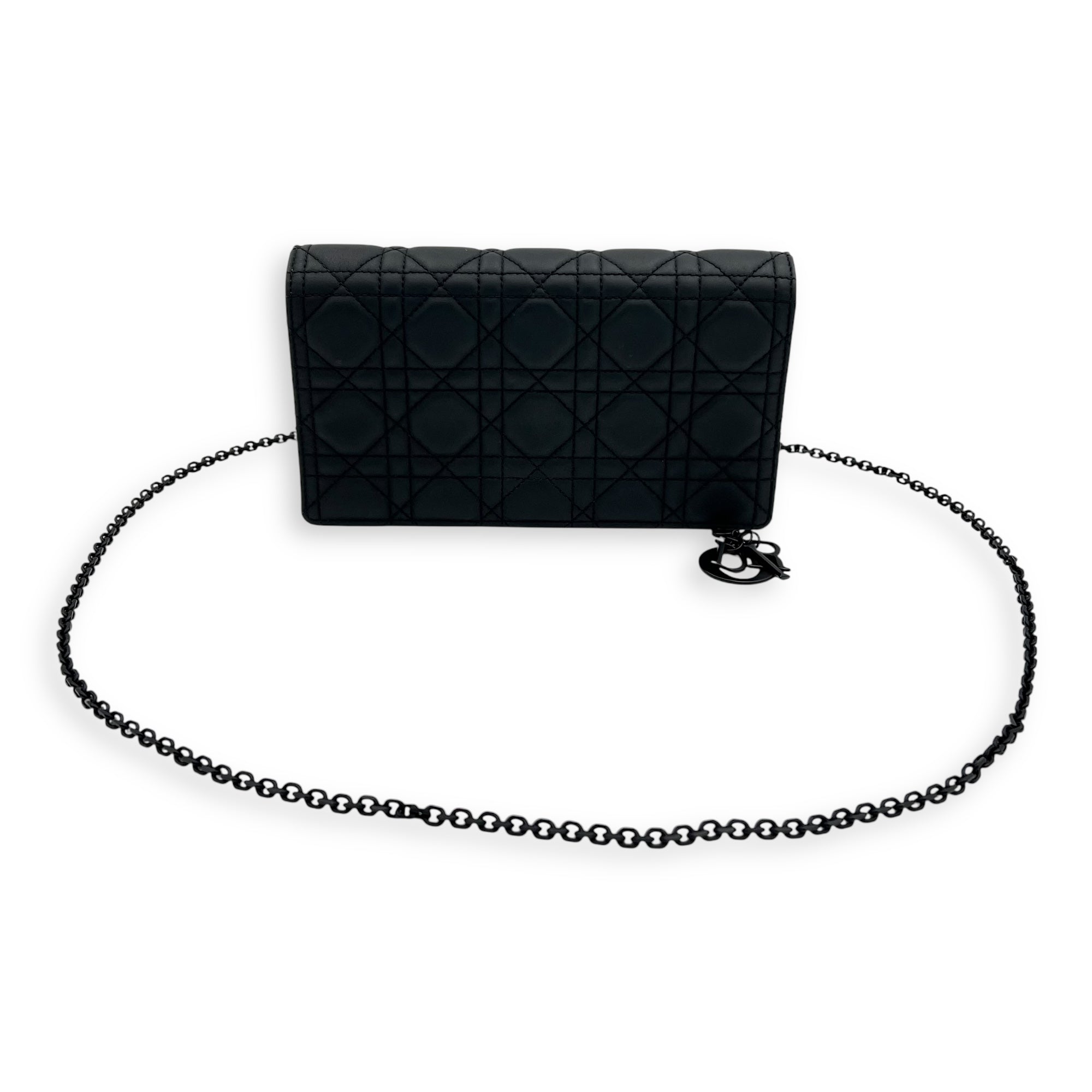 Lady Dior Pouch With Strap Black Wallet On Chain in Calfskin, Silver hardware - Image 13