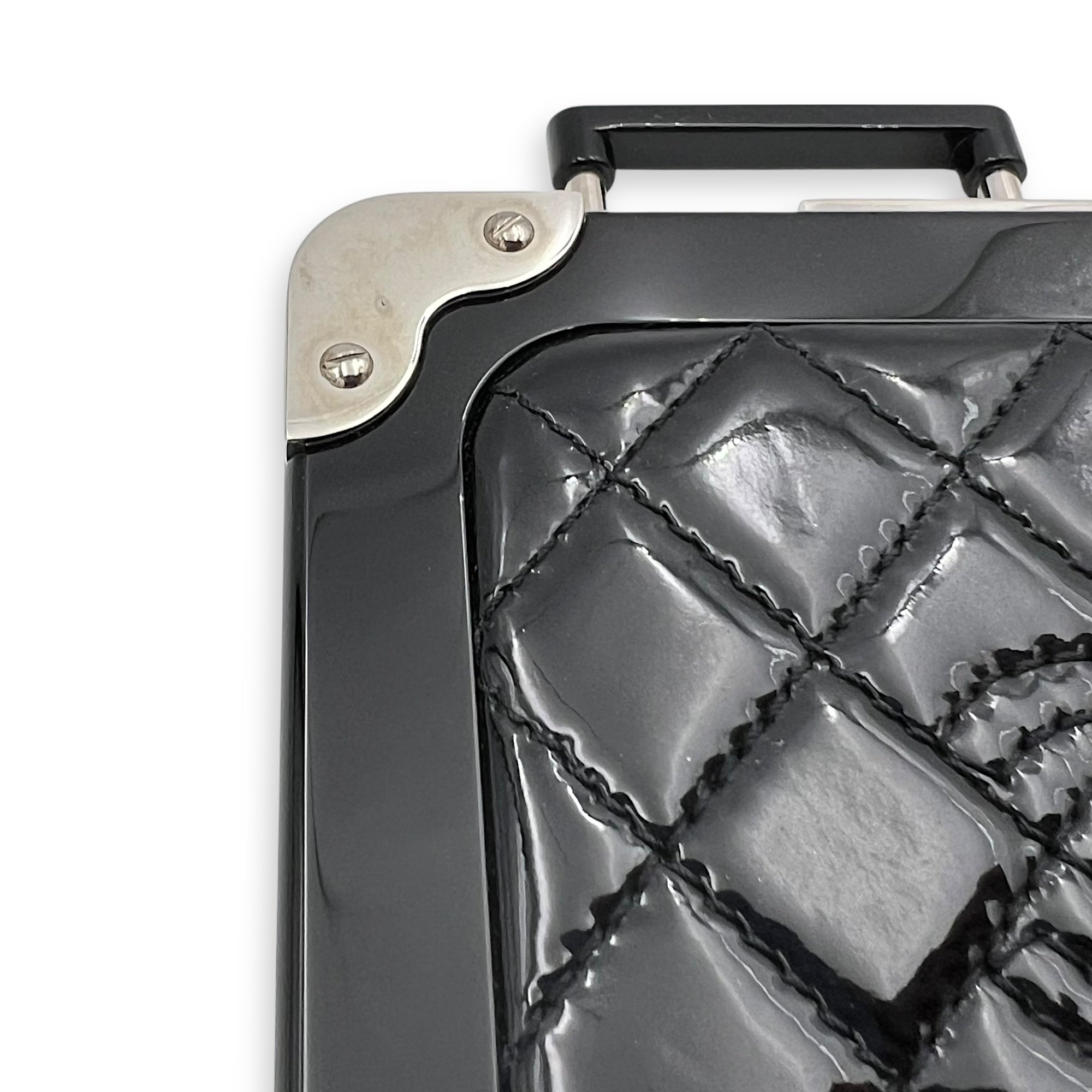 Minaudiere Trolley Black Clutch in, Silver hardware - Image 12