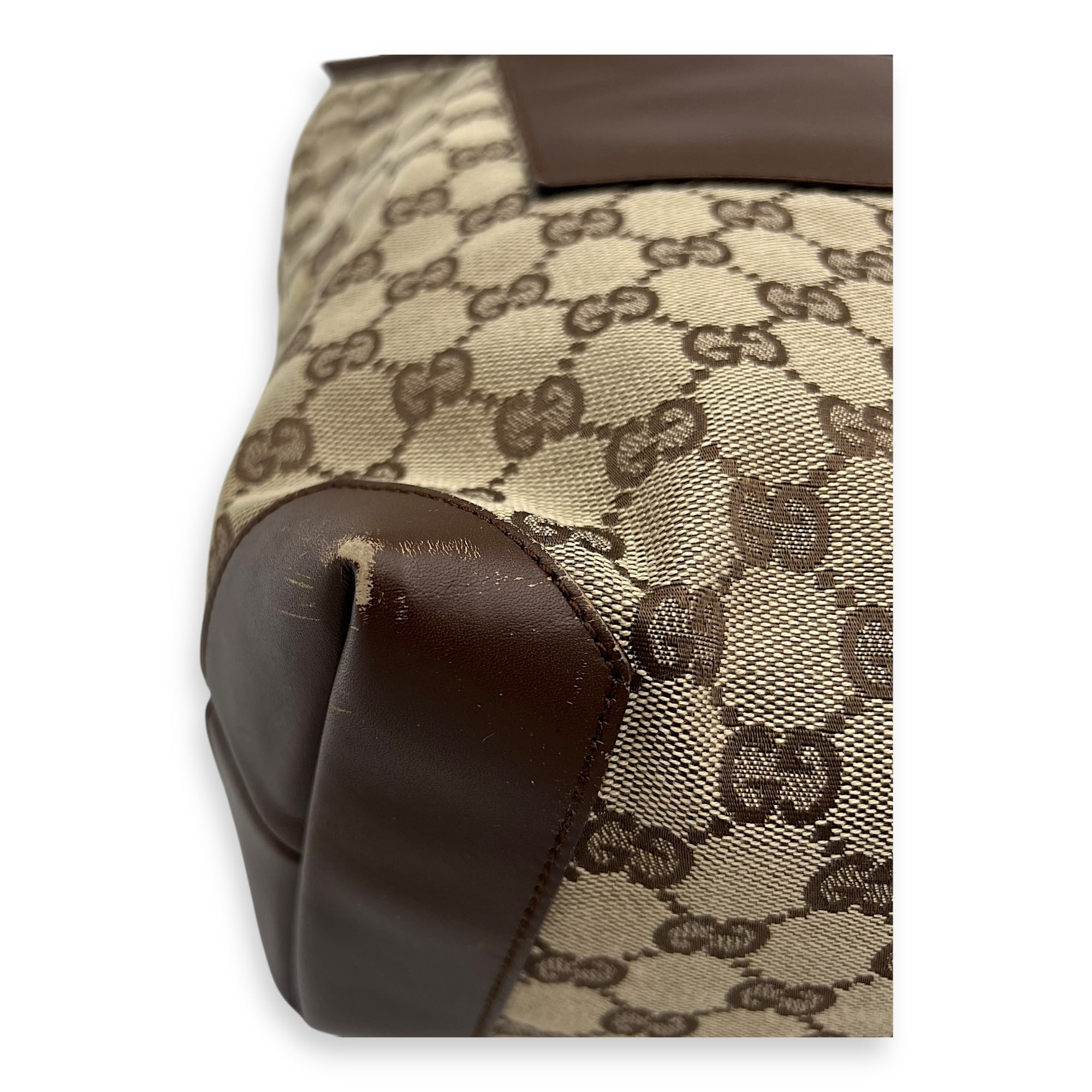 Vintage Tote Bag Brown in Coated Canvas, Silver hardware - Image 12