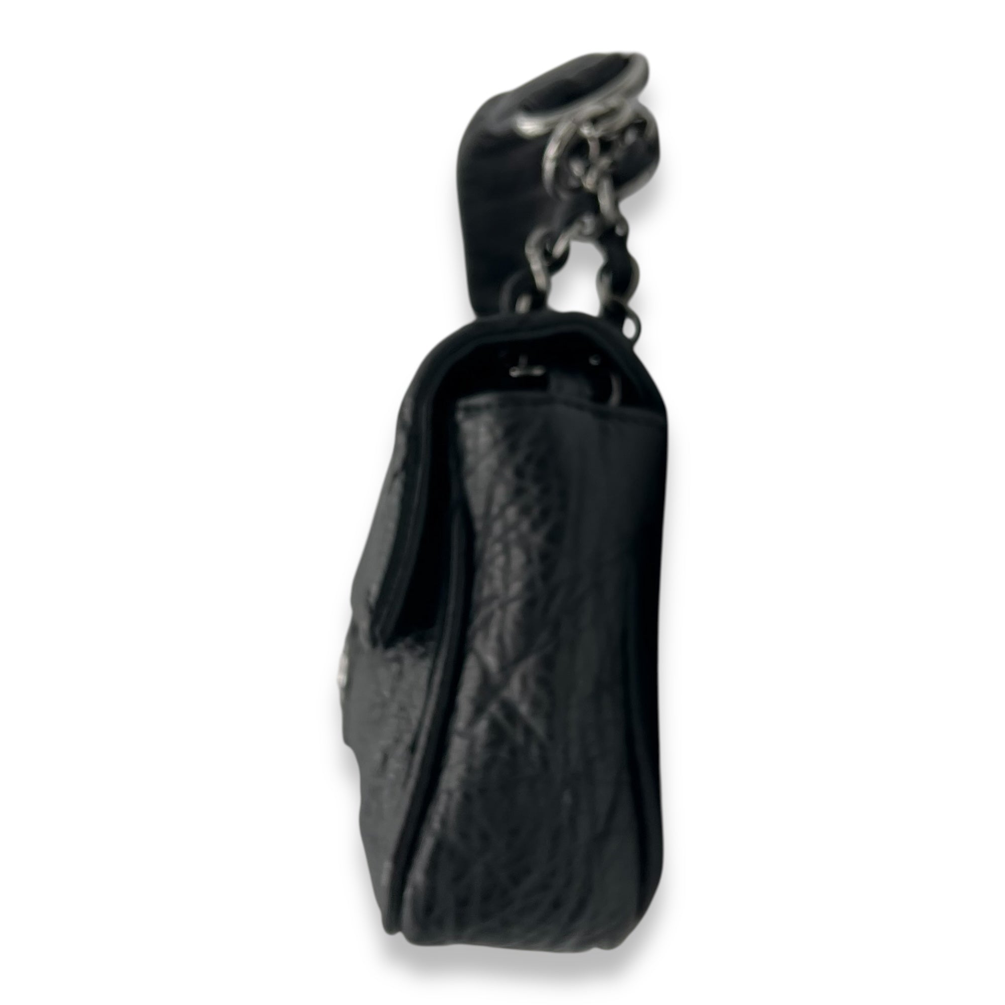 CC Flap bag Black Shoulder Bag in Calfskin, Silver hardware - Image 5