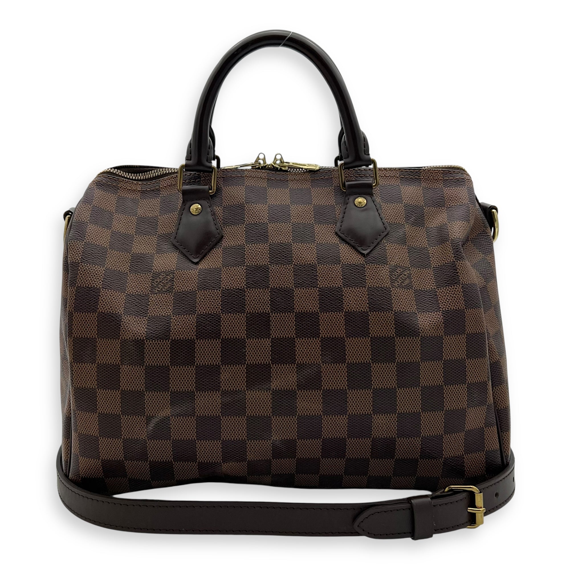 Speedy Bandouliere Top Handle Bag 30 Brown in Coated Canvas, Gold hardware - Image 13