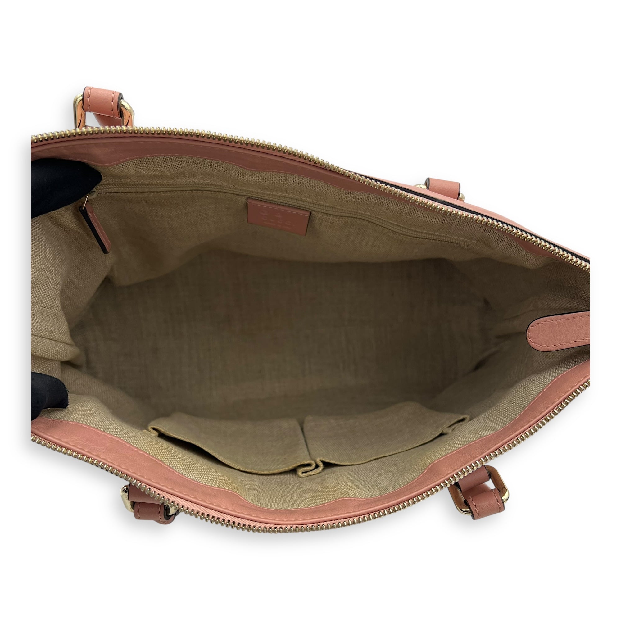 Microguccissima Tote Bag Pink in Guccissima Leather, Gold hardware - Image 7