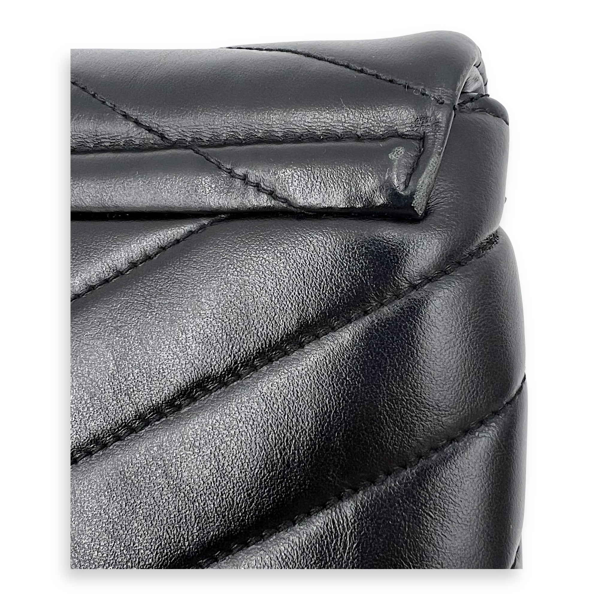 Loulou Toy Black Crossbody Bag in Calfskin, Silver hardware - Image 13