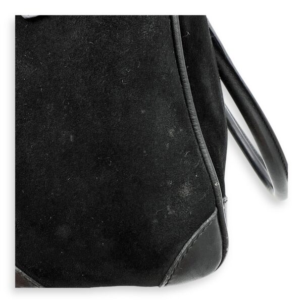 Boston Top Handle Bag Black in Suede Leather, Gold hardware - Image 16