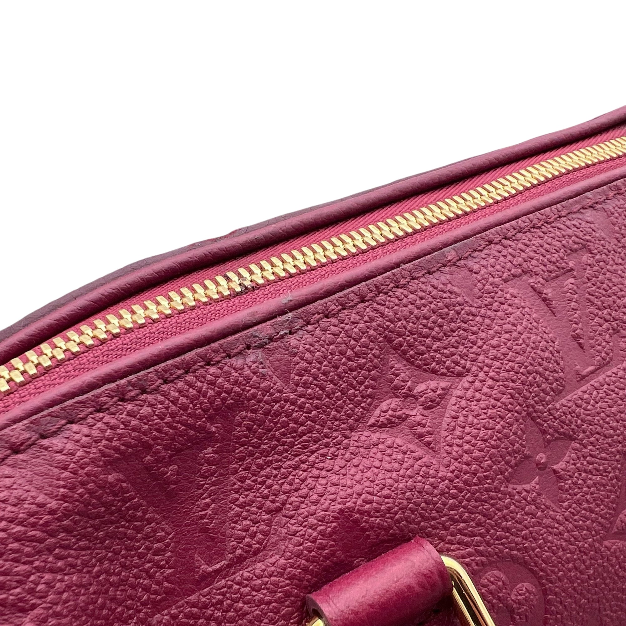 Speedy Bandouliere Top Handle Bag Red in Monogram Empreinte Leather, Gold hardware - Image 15