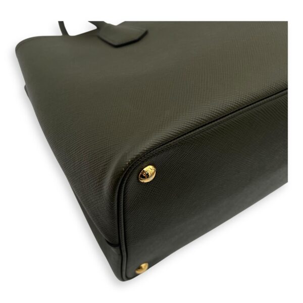 Double Top Handle Bag Green in Saffiano Leather, Gold hardware - Image 14
