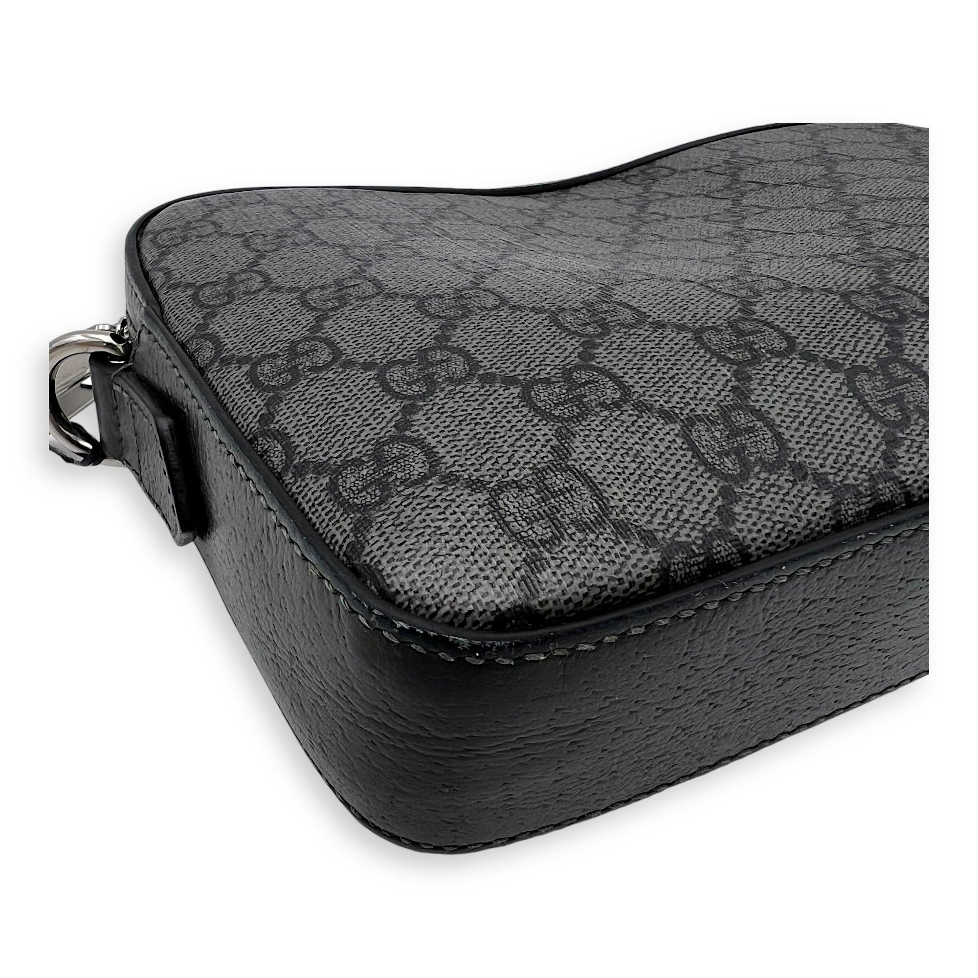 Ophidia Crossbody Bag Black in Coated Canvas, Silver hardware - Image 9