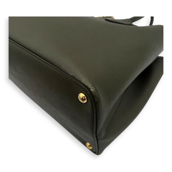 Double Top Handle Bag Green in Saffiano Leather, Gold hardware - Image 13