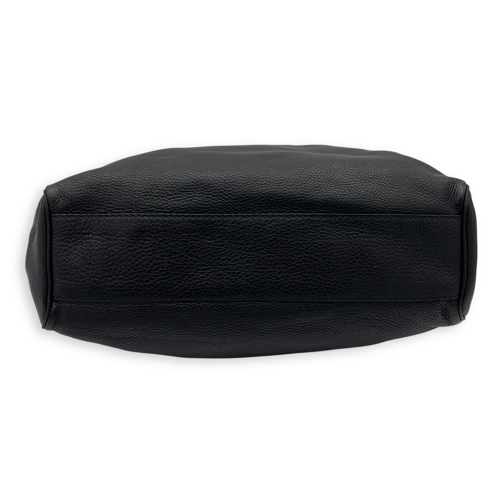 Sukey Black Top Handle Bag in Calfskin, Light Gold hardware - Image 6