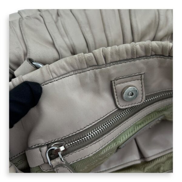 Gaufre White Top Handle Bag in Lambskin, Silver hardware - Image 9